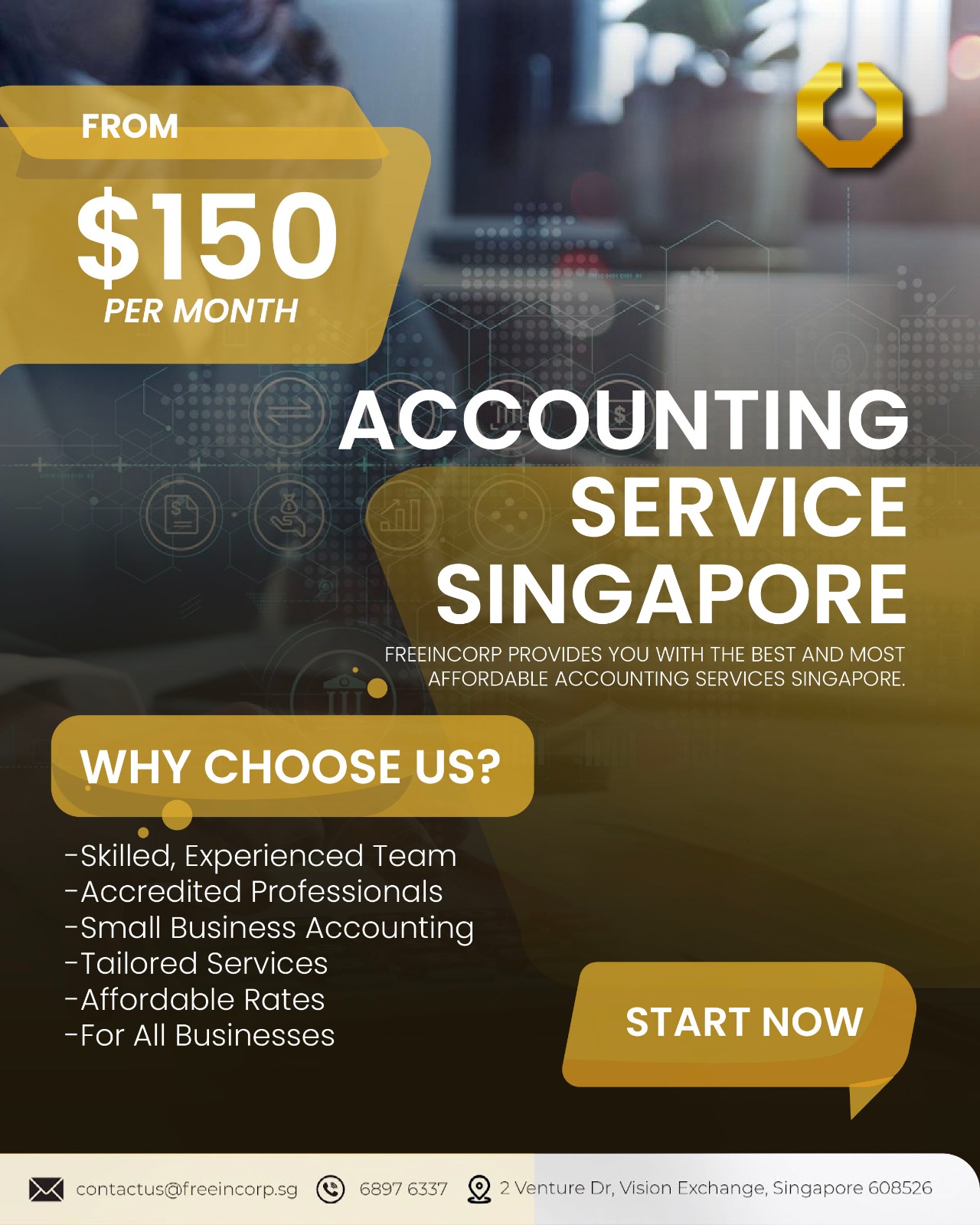 FreeIncorp Facebook ad: Professional Accounting Service - From $150/Month