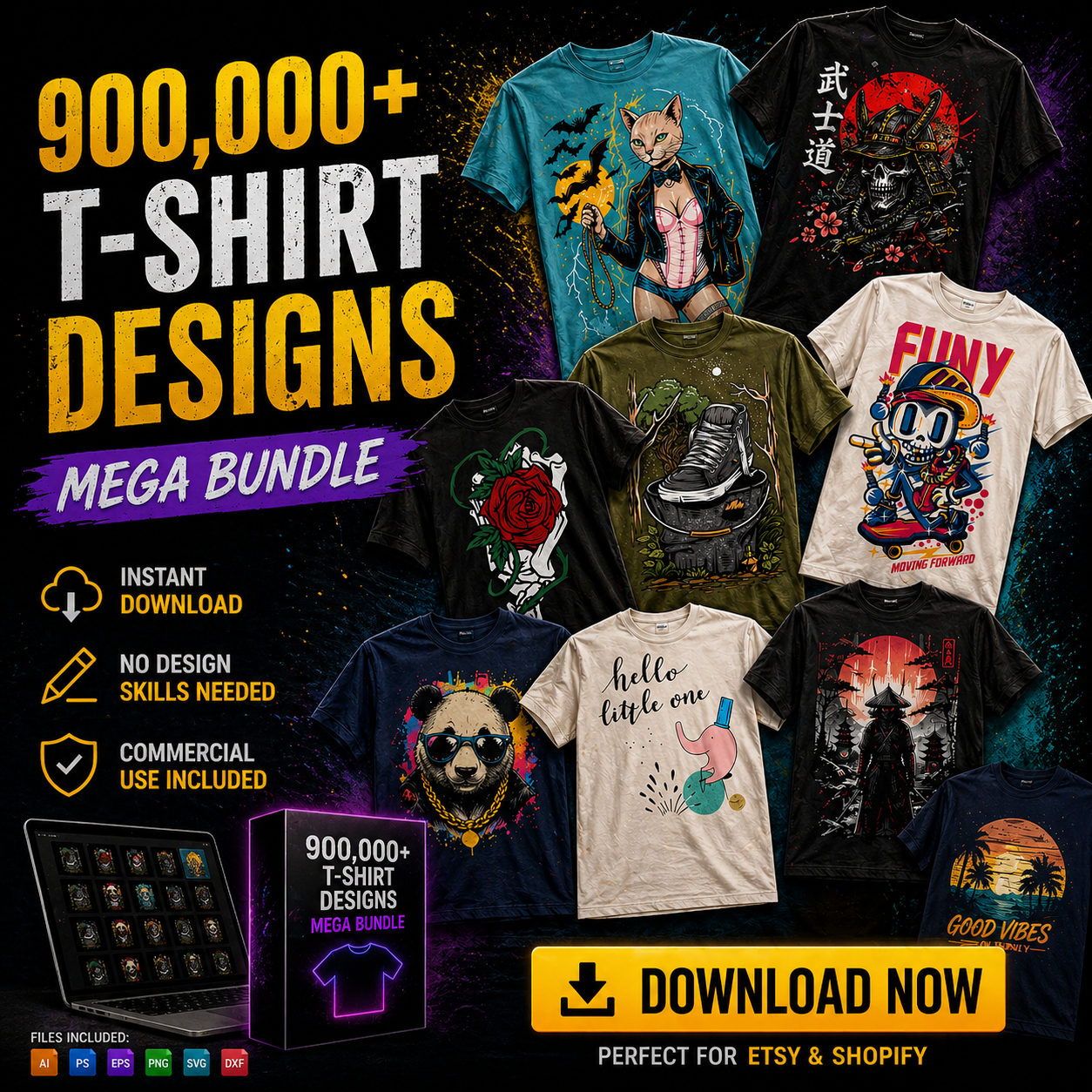 Lisa Hub Facebook ad: Massive T-Shirt Design Bundle (900K+)