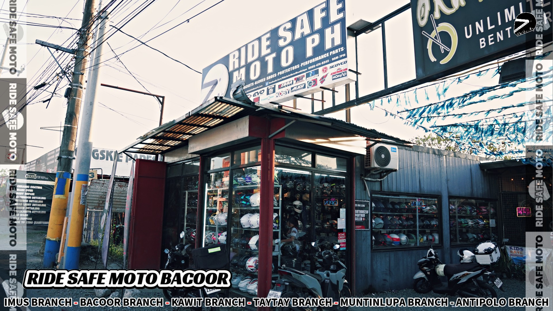 RIDE SAFE MOTO Bacoor Facebook ad: With more than 500 Assorted designs/brands of helmets…