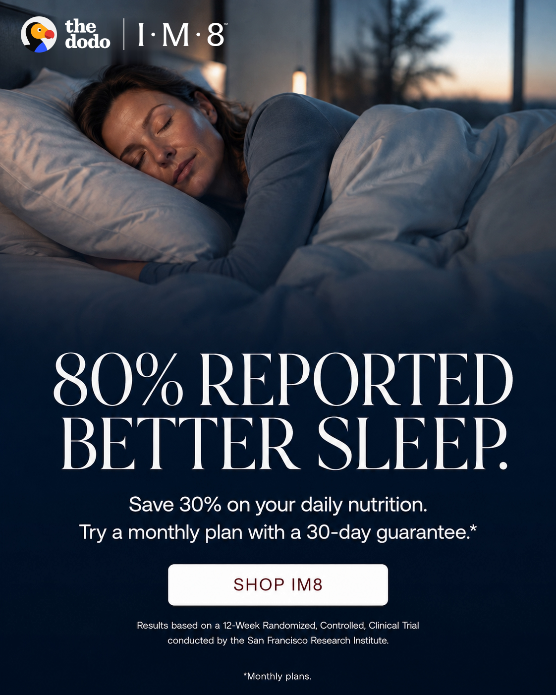 IM8 Health Facebook ad: Wellness Simplified. In One Drink.