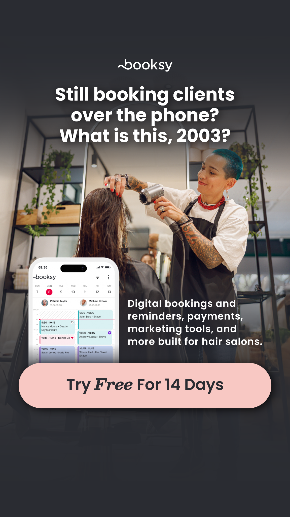 Booksy Facebook ad