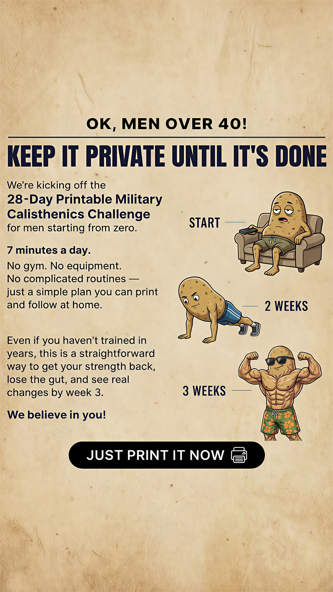 Military Training System Facebook ad: Feel Strong and Unstoppable with Military Calisthenics