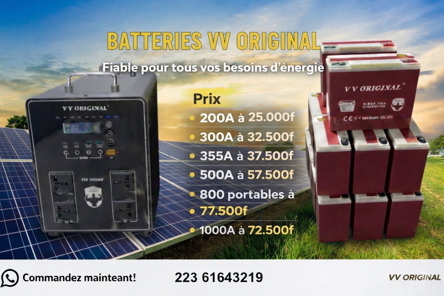 Tout pour vous-Locations ventes achats Facebook ad: BATTERIES VV ORIGINAL SONT LÀ!