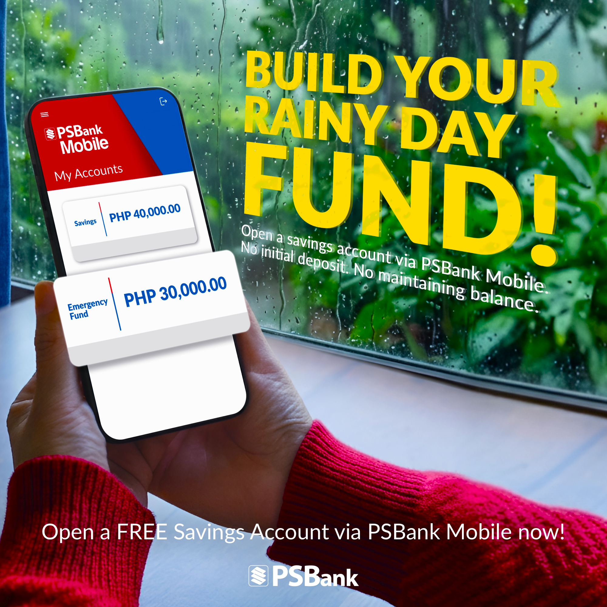 PSBank Facebook ad: Build emergency fund via PSBank Mobile