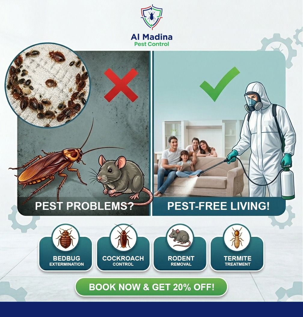 Al Madina Pest Control Service Facebook ad: SPECIAL WEEKEND PEST CONTROL OFFER