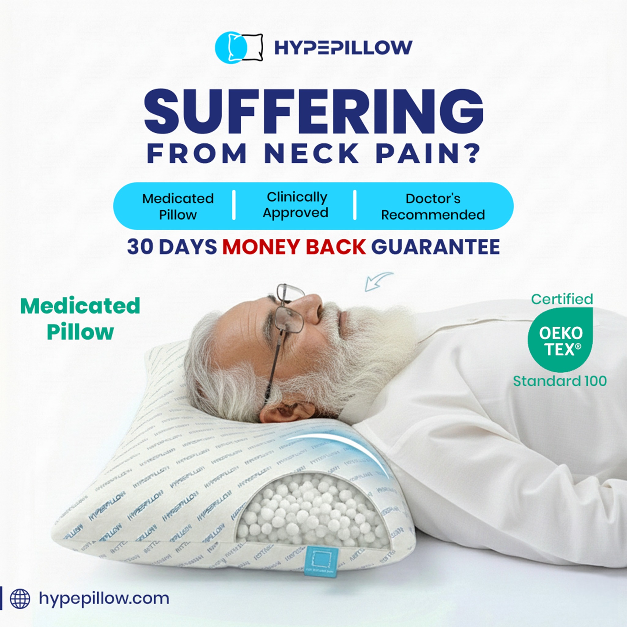 Hype Pillow Facebook ad: Comfort for Neck and Cervical Pain