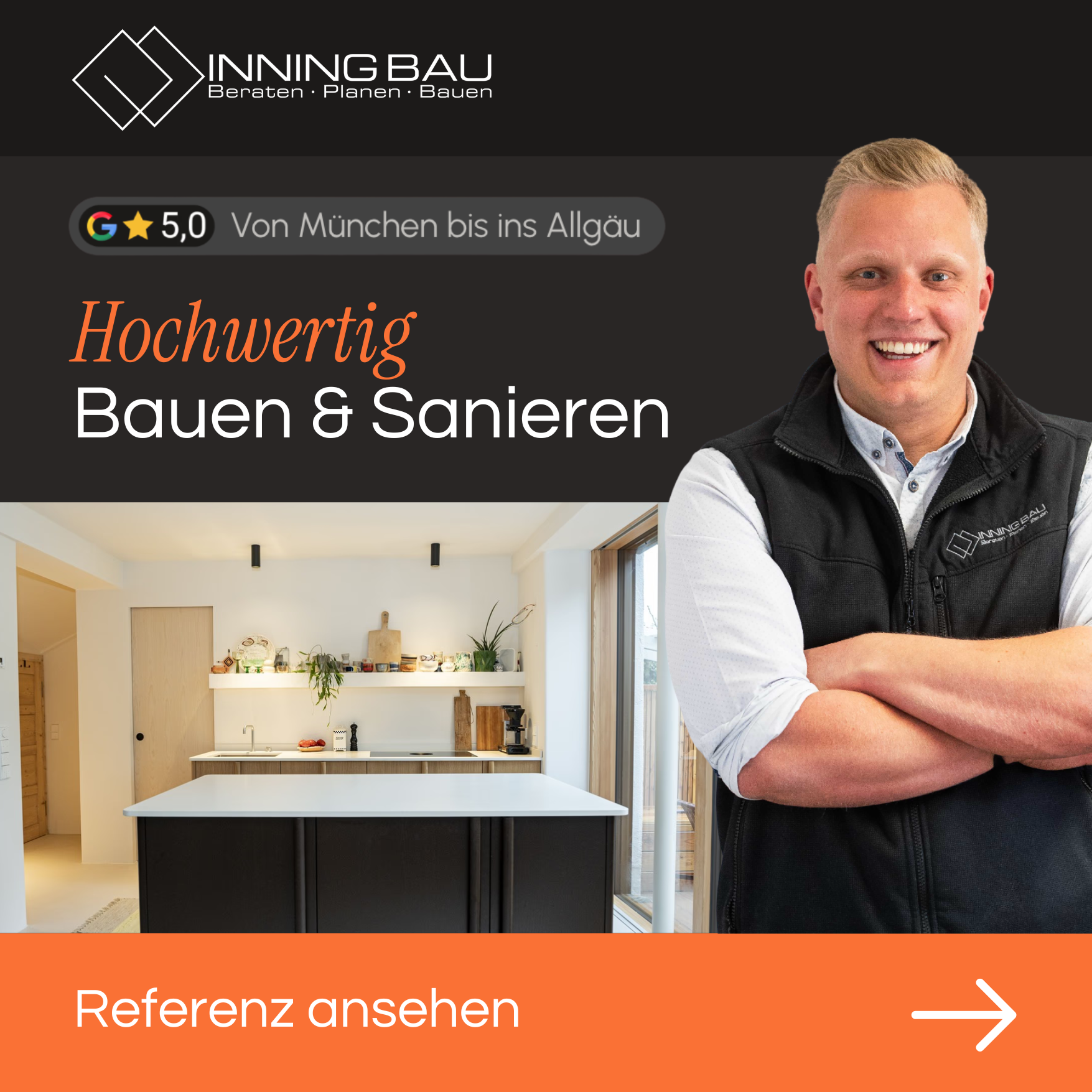 Inning Bau GmbH Facebook ad: Neubau oder Altbausanierung geplant?