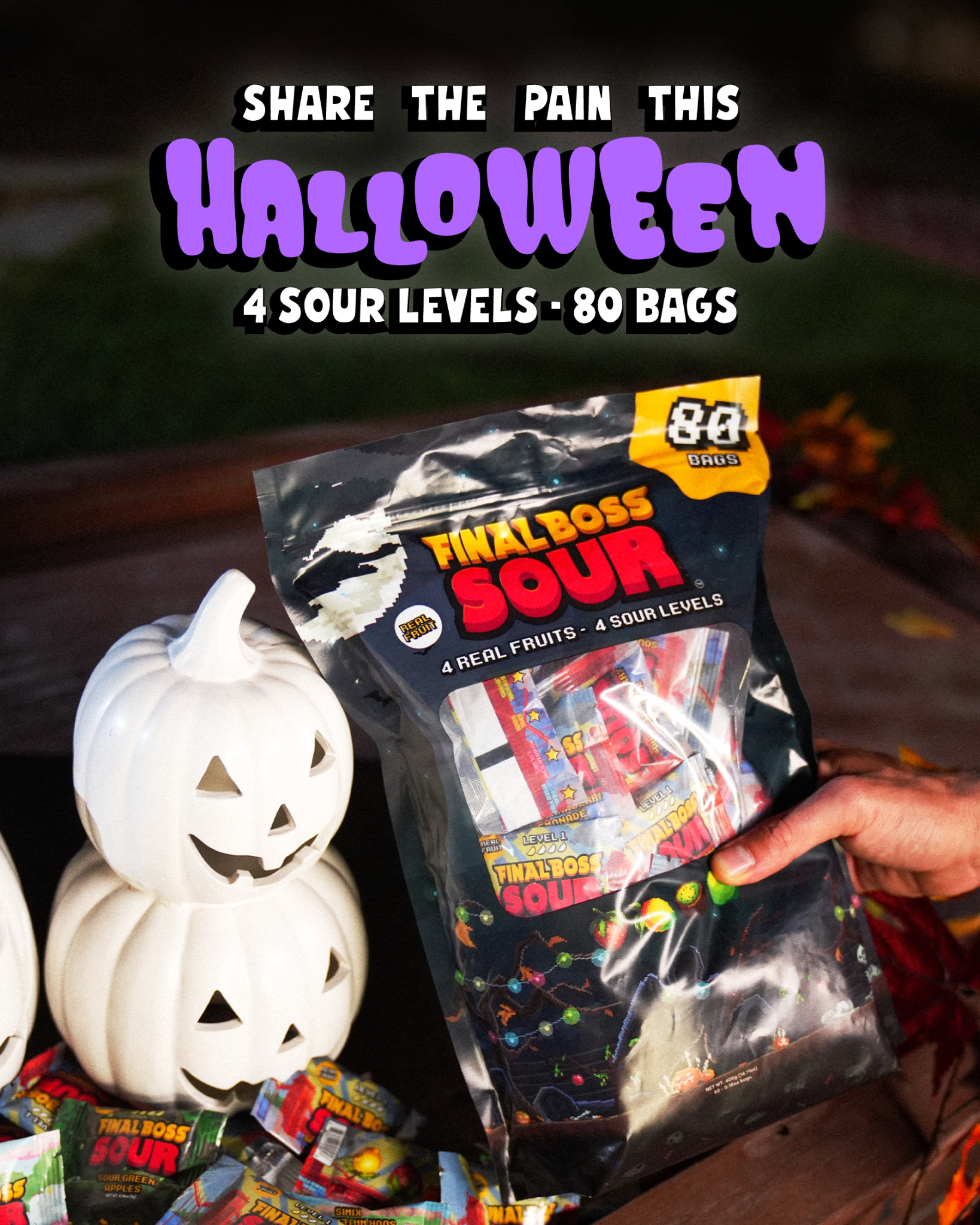 FINAL BOSS SOUR Facebook ad: Mouth watering sour snacks