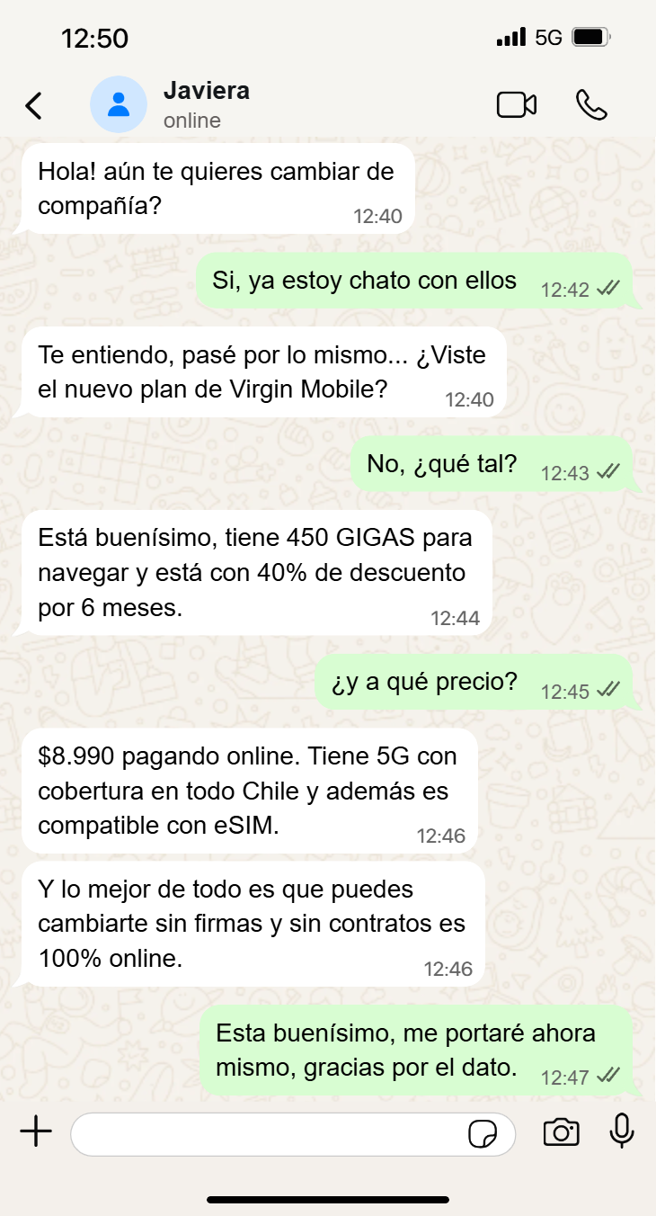 Virgin Mobile Chile Facebook ad