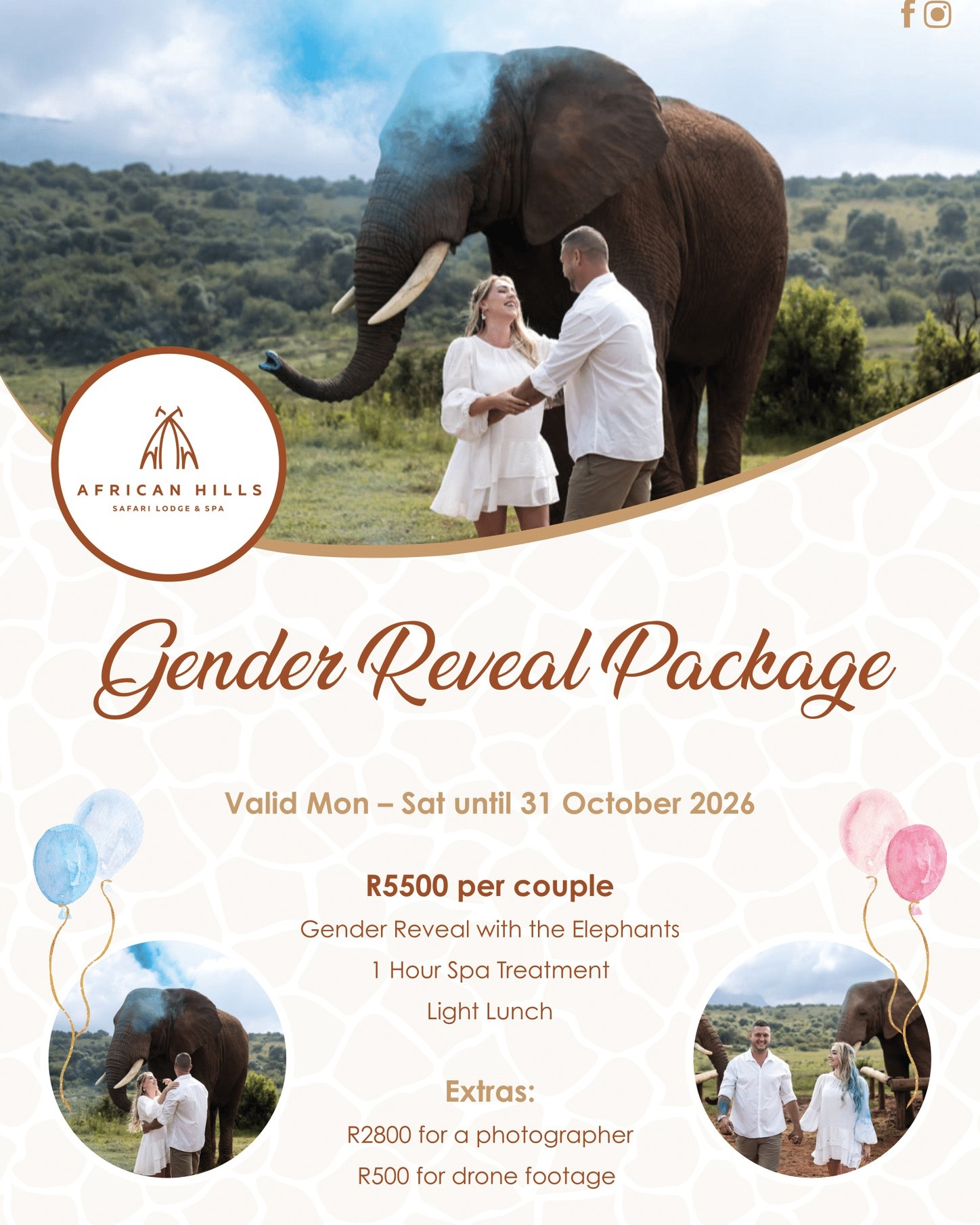 African Hills Safari Lodge and Spa Facebook ad: Celebrate one of life’s most special moments with…