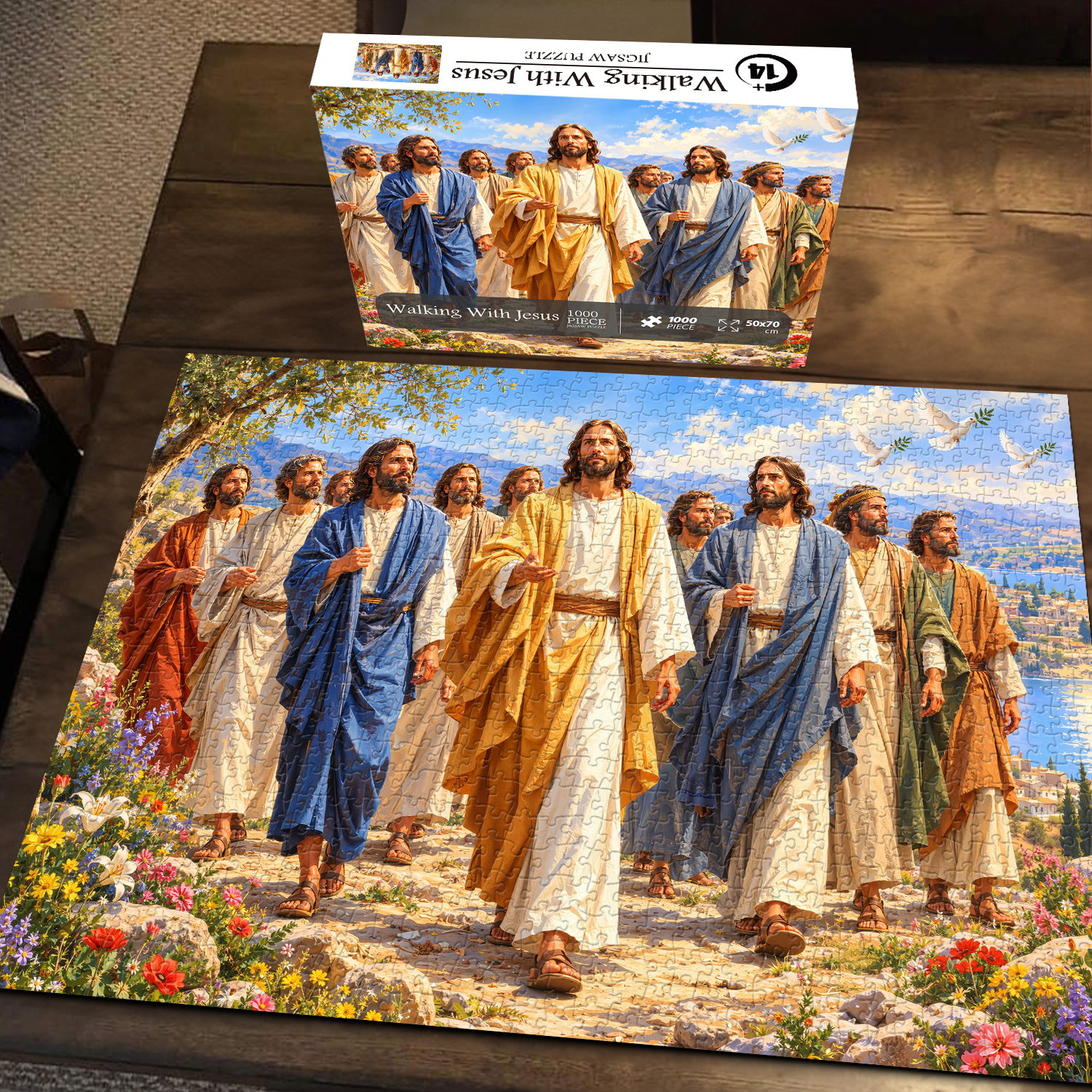 Bboldin Facebook ad: Walking With Jesus Jigsaw Puzzle 1000 Pieces