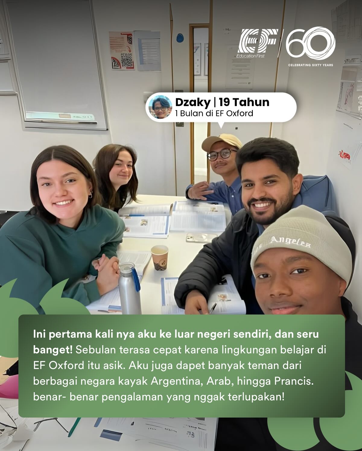 EF Indonesia, Homestay, Internship and Study Abroad Facebook ad: Hi EFriends! Kenalan yuk sama kak Dzaky, seorang…