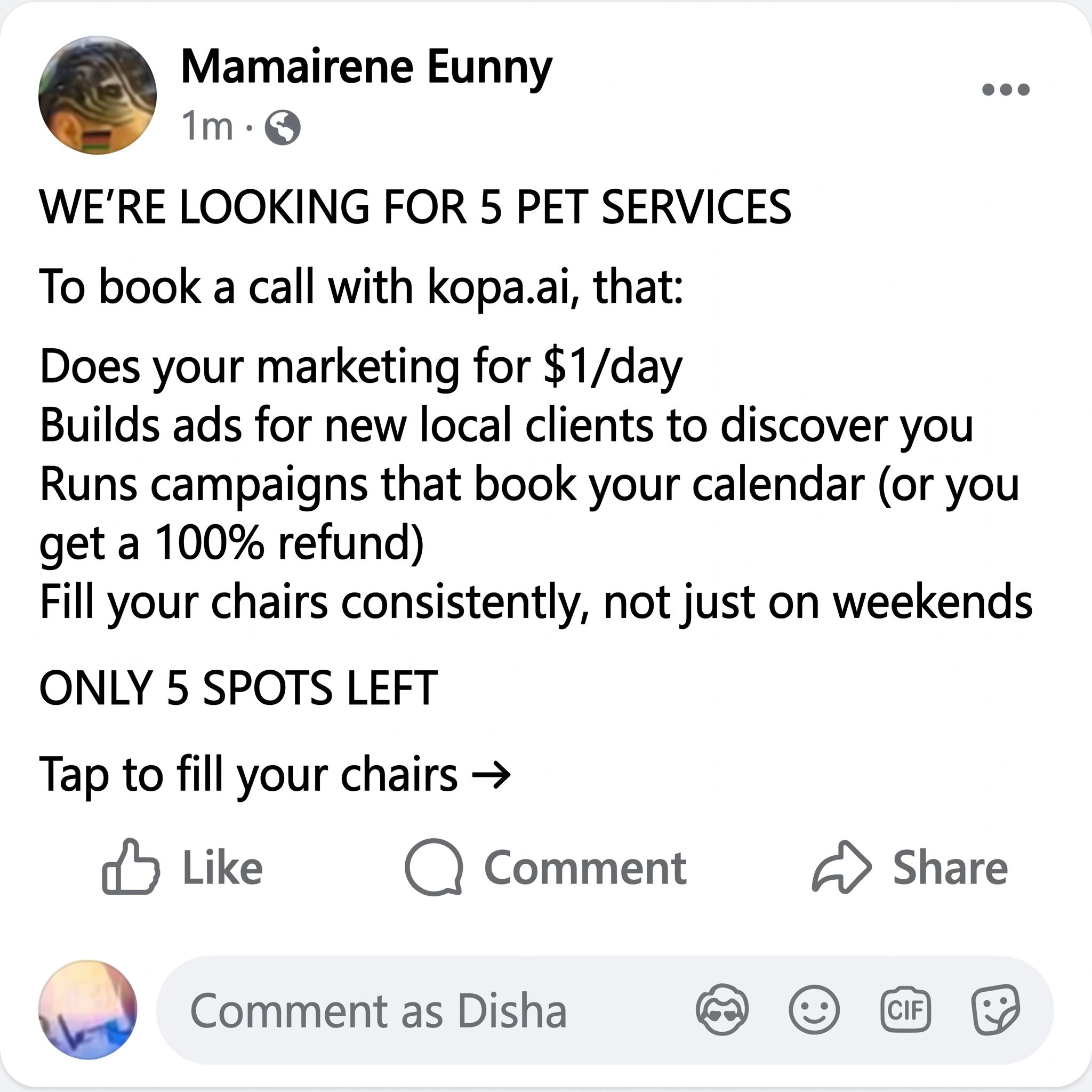Michael Smith Facebook ad