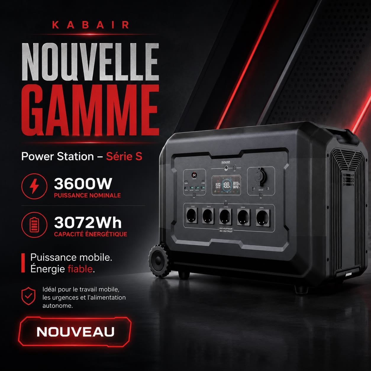 Kabair Facebook ad: NOUVEAUTÉ CHEZ KABAIR, POWER STATION S SERIES