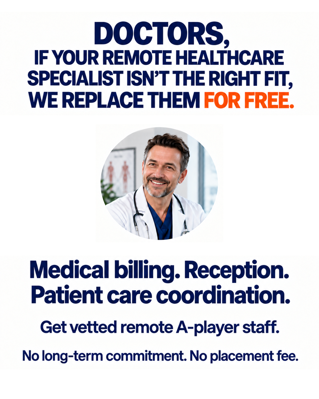 The Coordinators Facebook ad: Pre-vetted remote healthcare staff. Your EMR. Your…