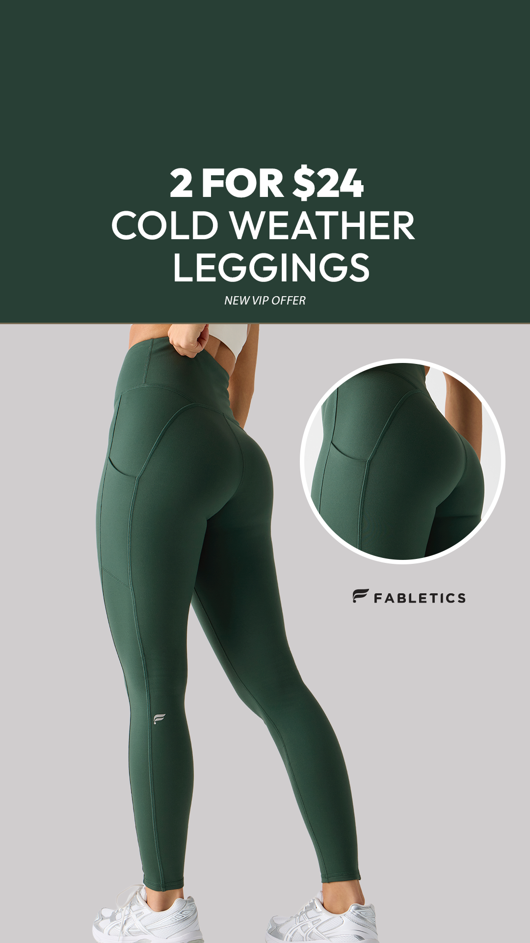 Fabletics Facebook ad: Cold weather leggings are finally back in stock!