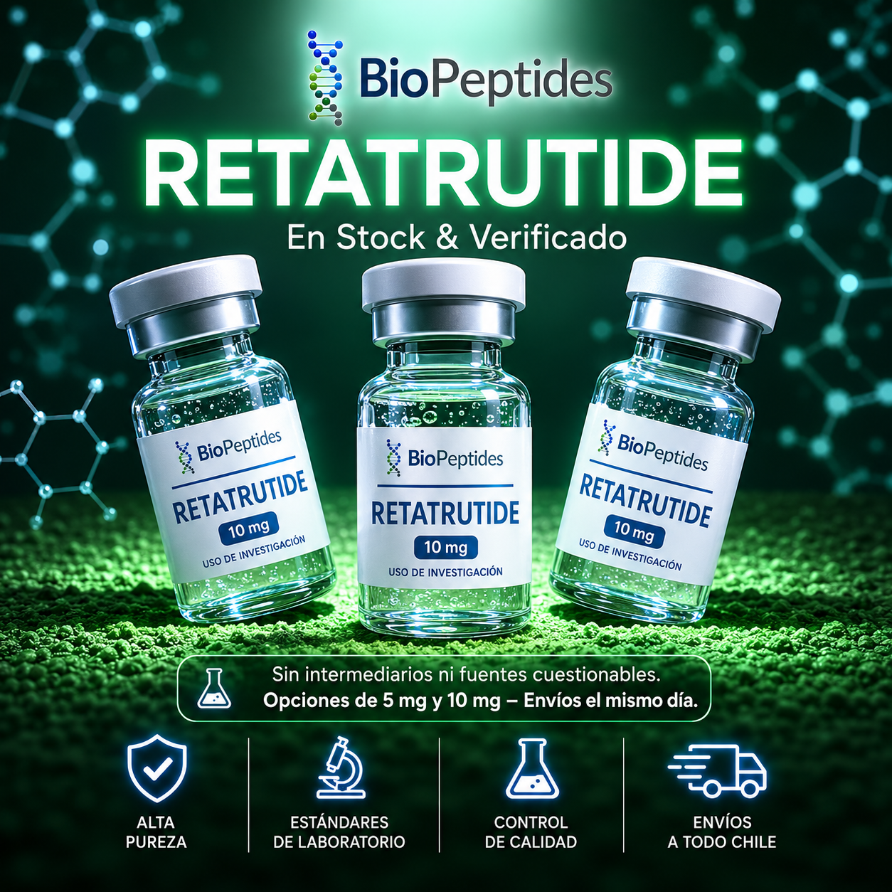 Bio Péptidos Facebook ad: Retatrutide Premium | Disponible en Chile
