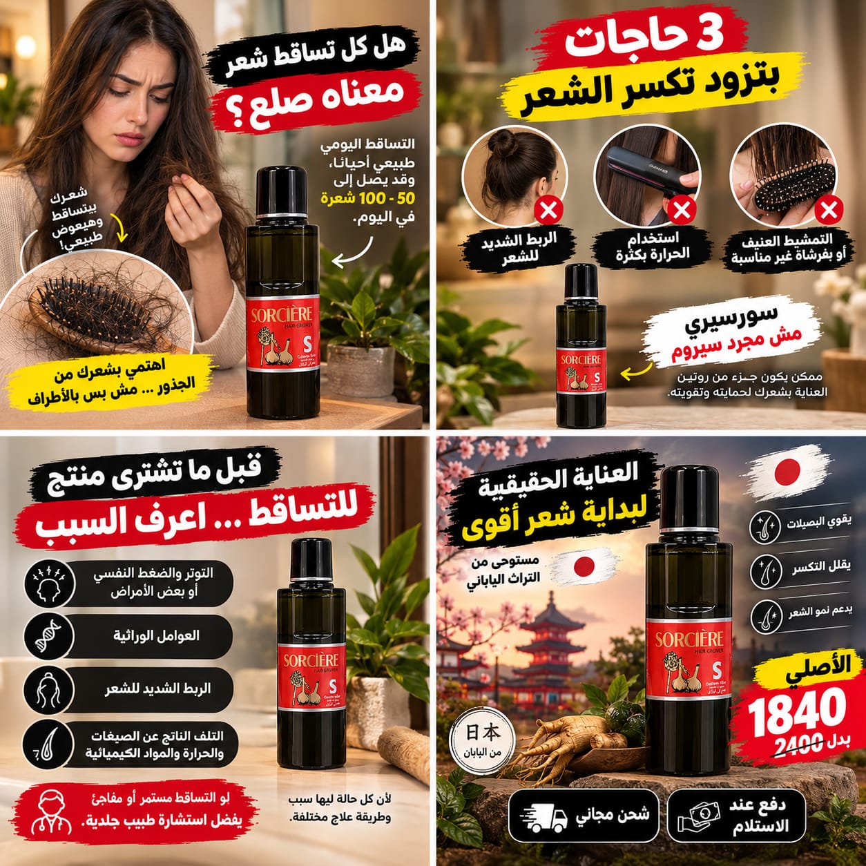 Eco cosmetics Facebook ad: رجعي كثافة شعرك في 10 أيام