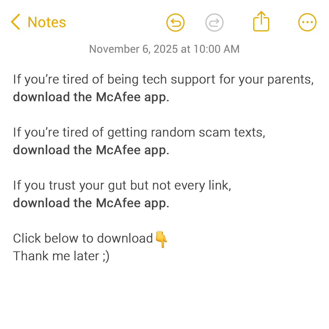 McAfee Facebook ad