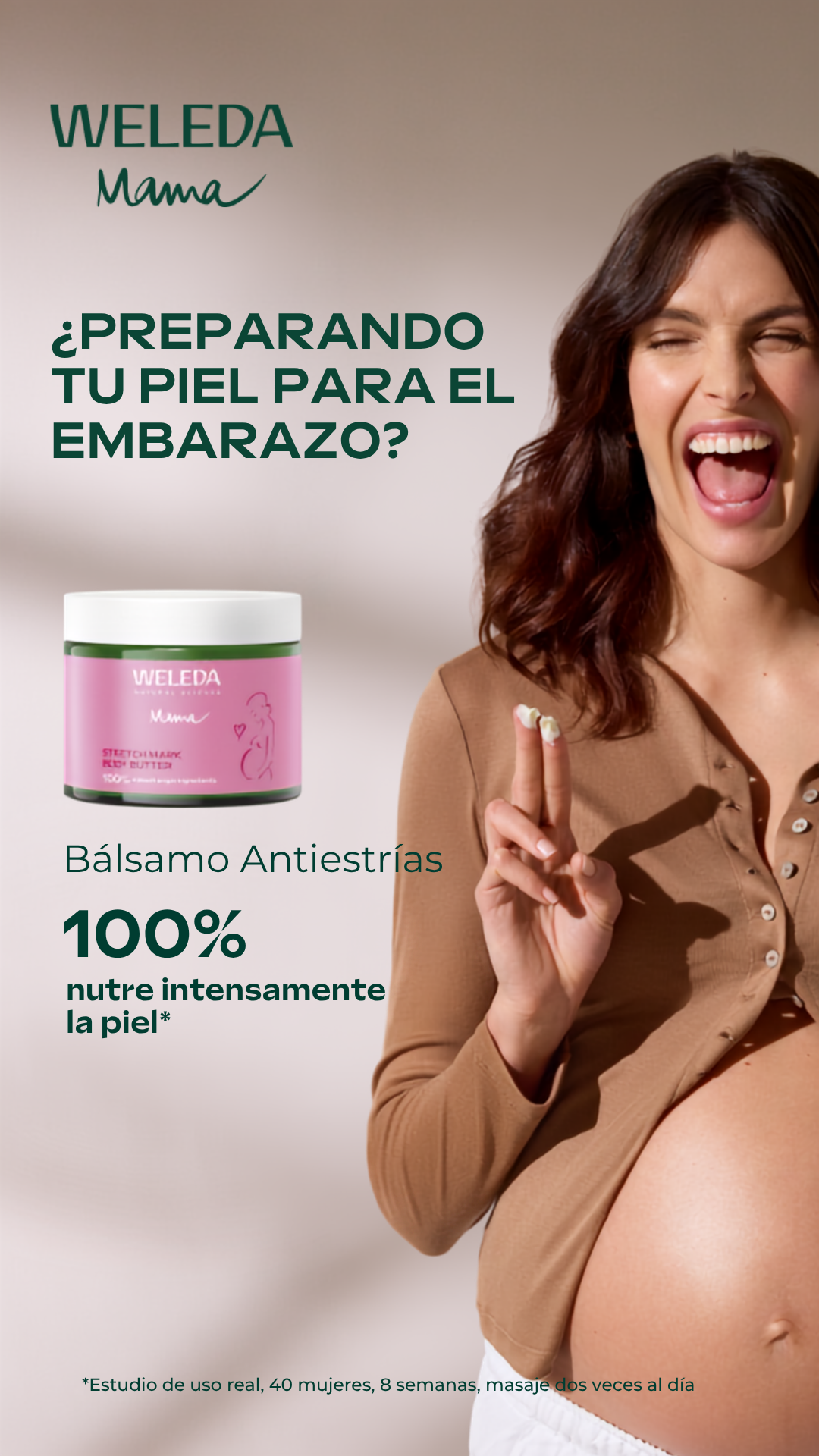 Weleda Facebook ad: Bálsamo Antiestrías para embarazo