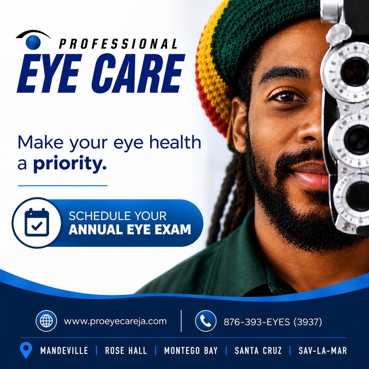 Professional Eye Care Jamaica Facebook ad: Your vision deserves more than a quick glance.