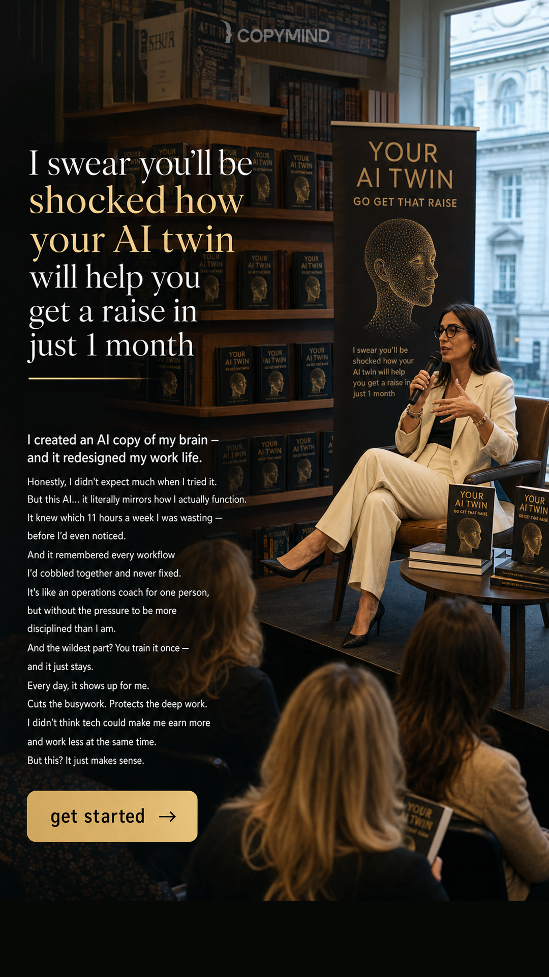 Copymind's money&career coach Facebook ad: Join thousands who've transformed their careers, their…