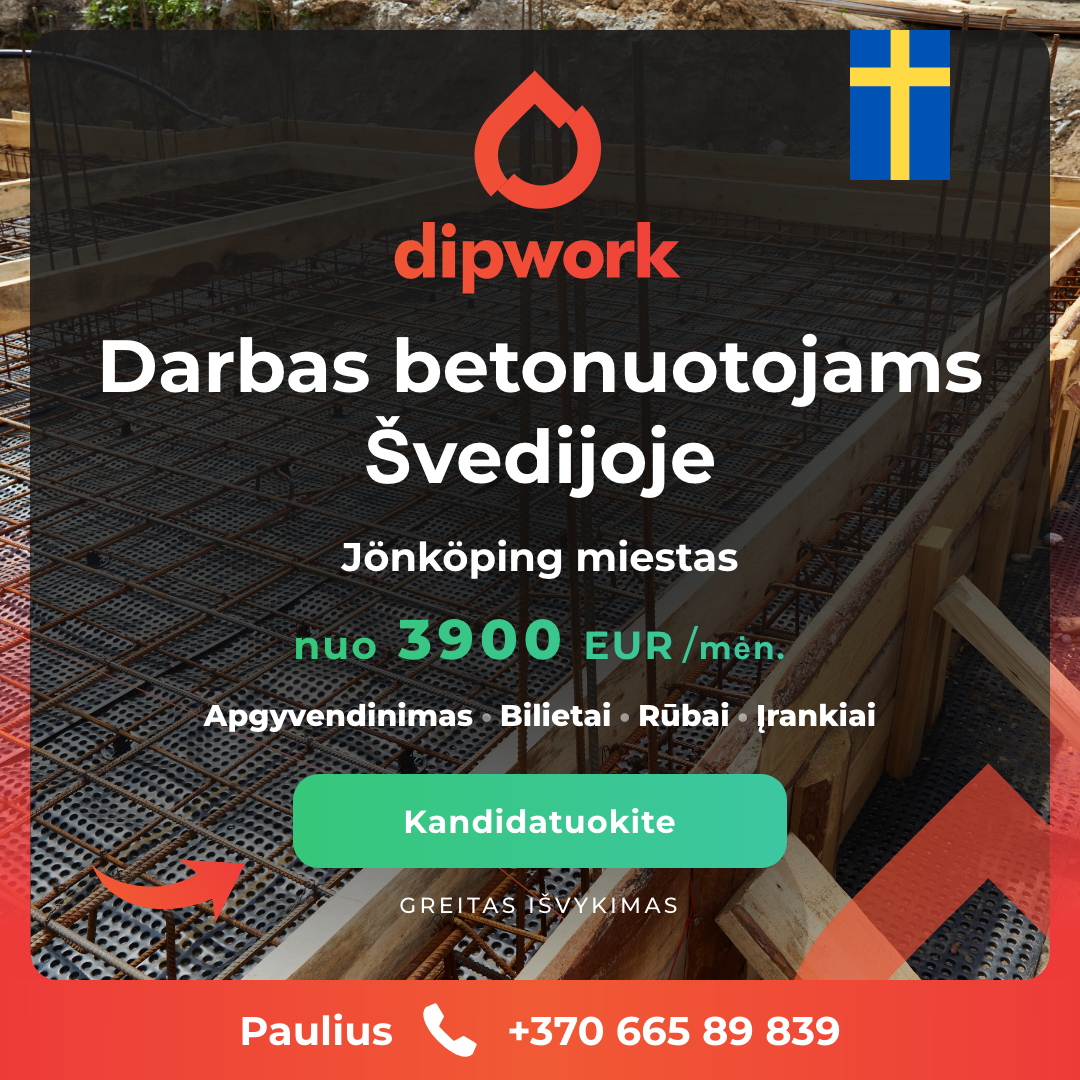 Dipwork Lietuva Facebook ad: Atlyginimas nuo 3900 EUR/mėn.