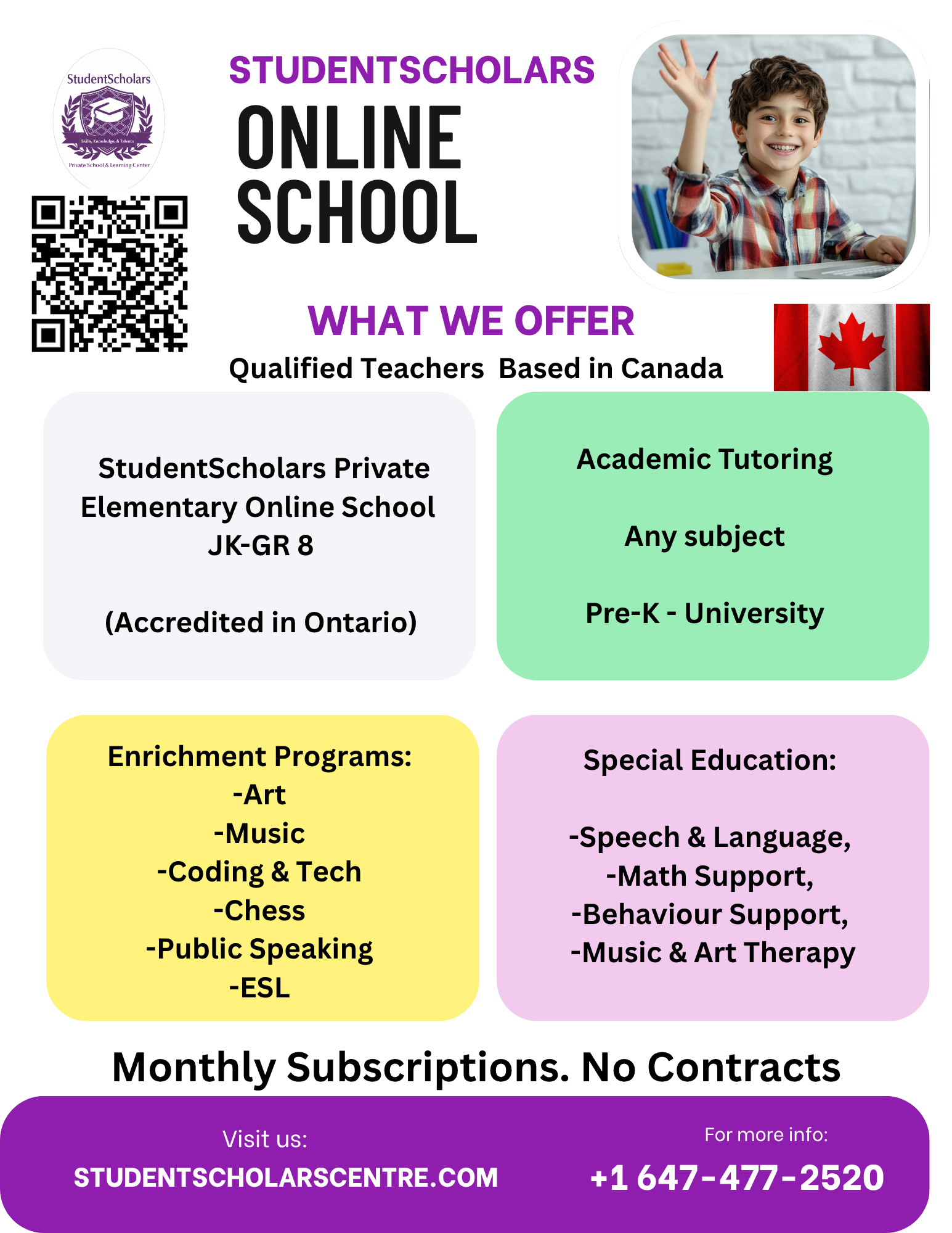 StudentScholars Private School & Learning Center Facebook ad: StudentScholars Online Private School