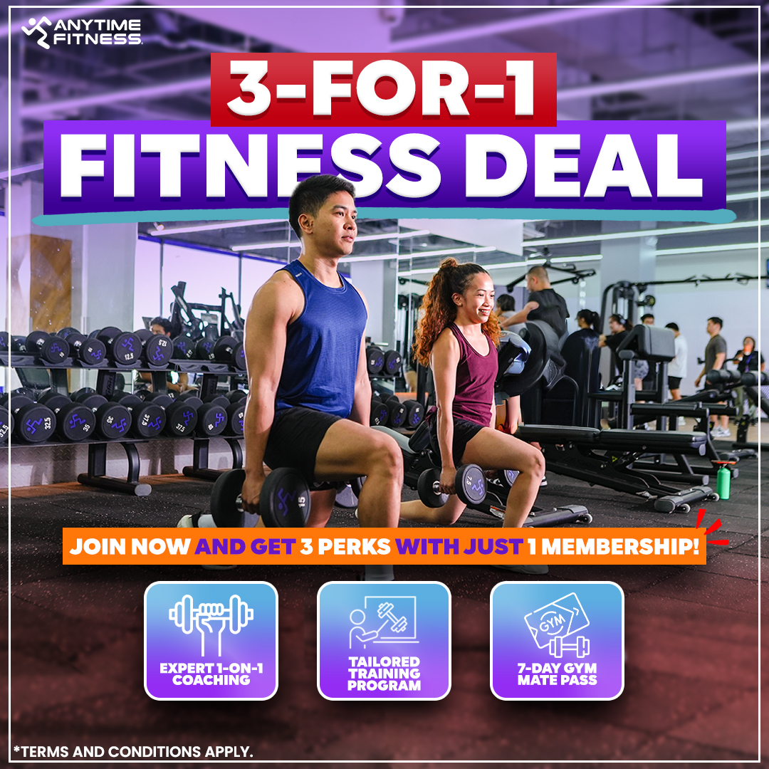 Anytime Fitness SM City Taytay Facebook ad: 3-for-1 Fitness Deal