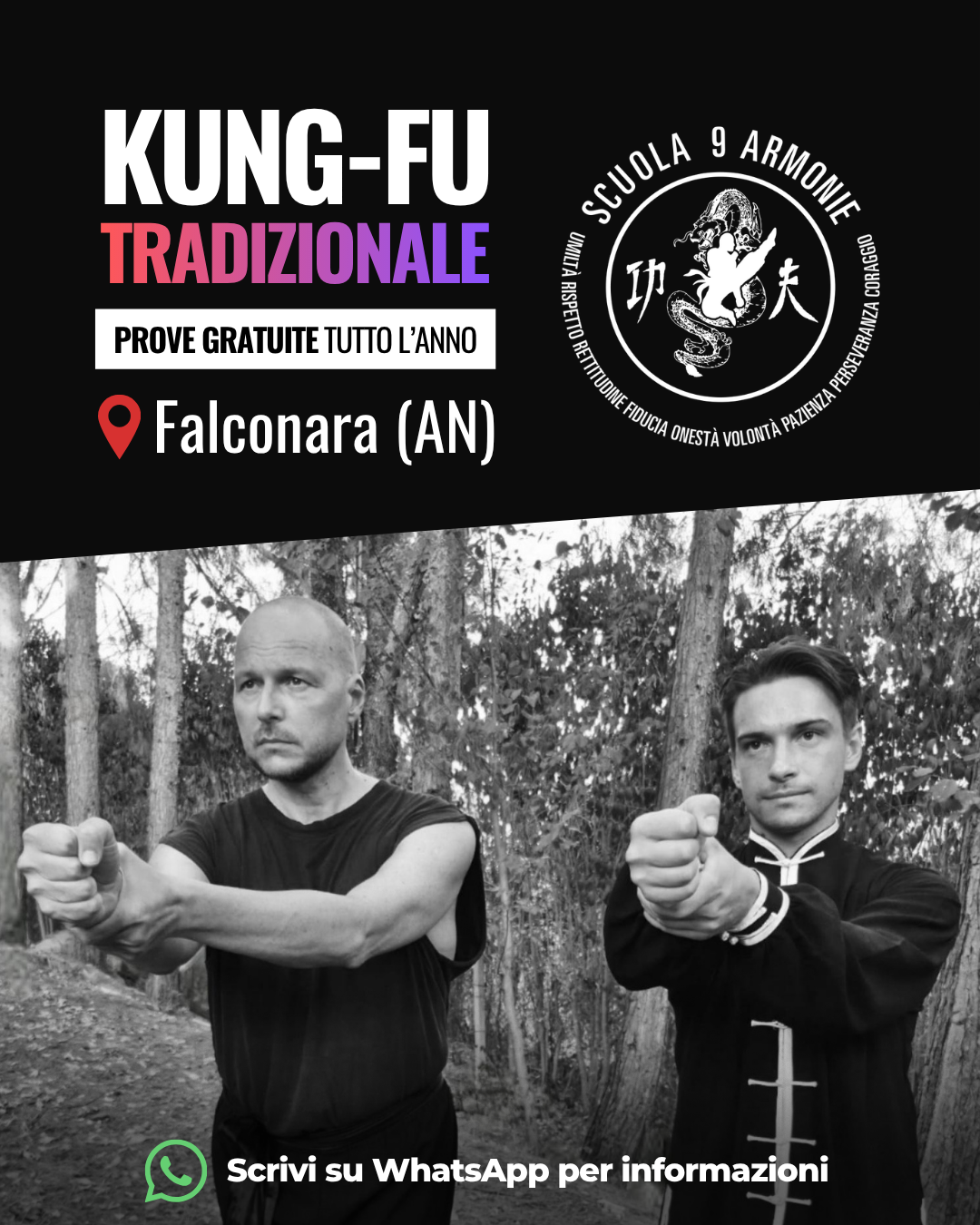 Scuola 9 Armonie Facebook ad: Corsi di Kung-Fu Tradizionale a Falconara