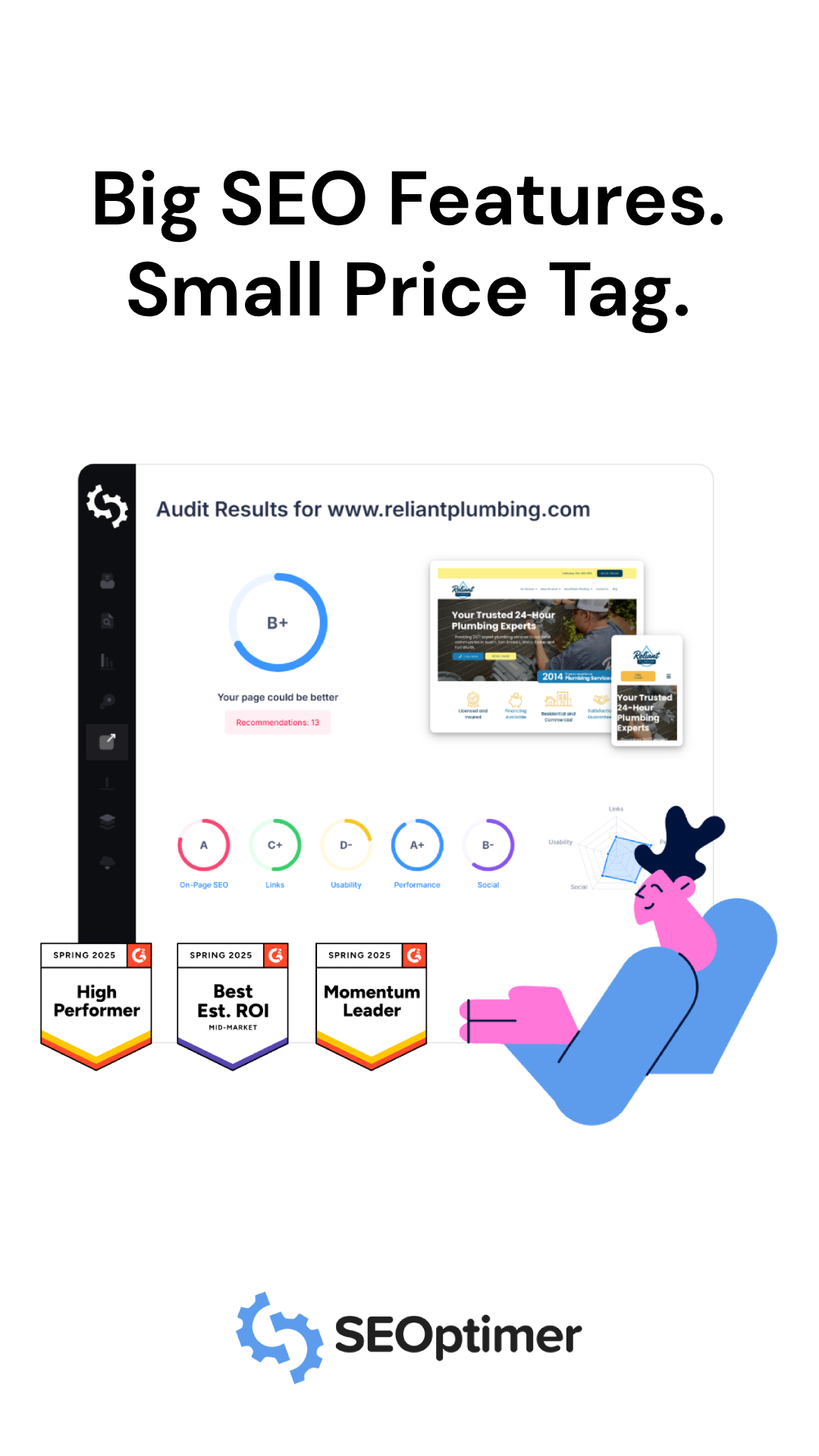 SEOptimer Facebook ad: Affordable SEO tools for marketers