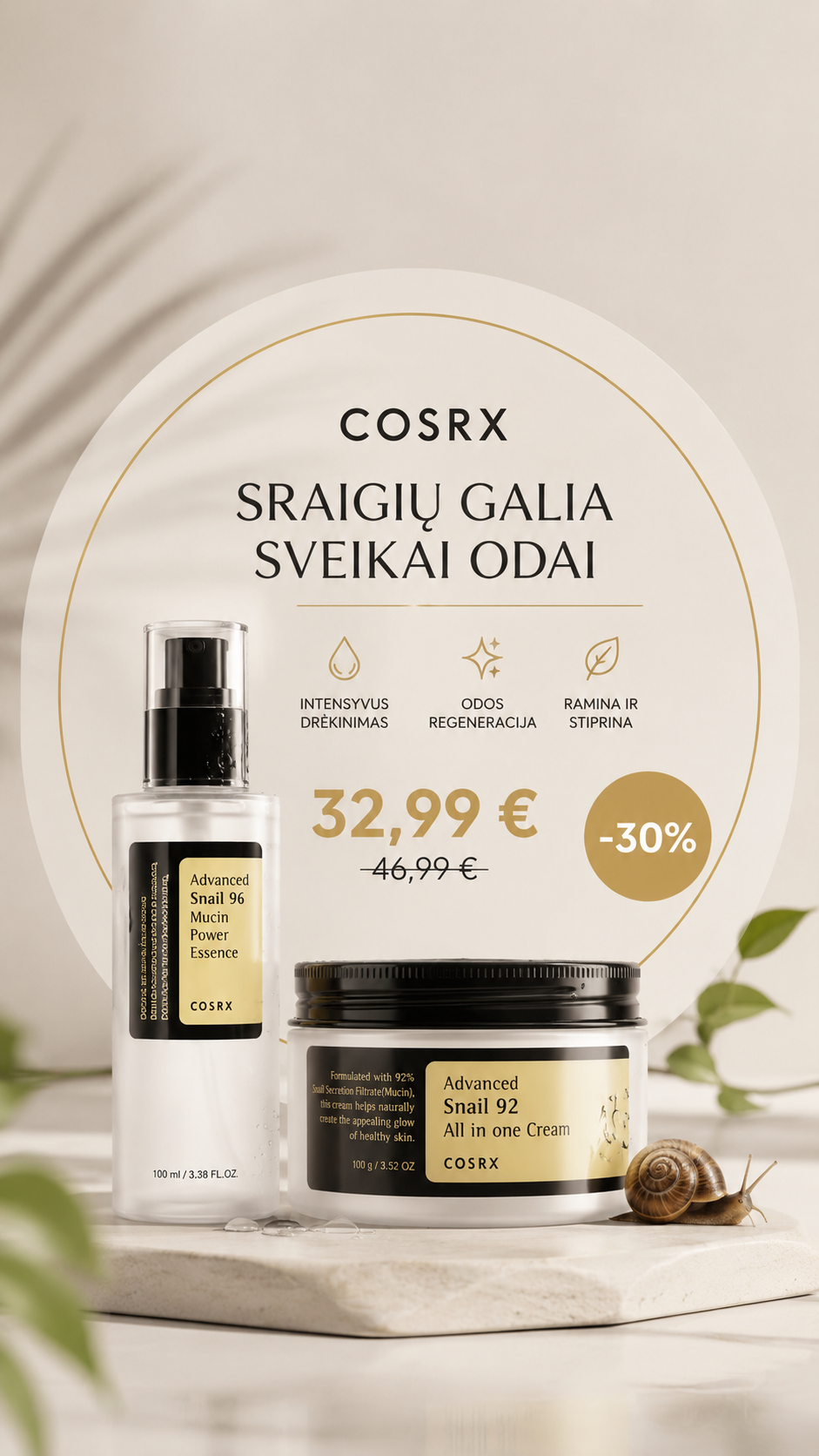 ShopCity.lt Facebook ad: -30% COSRX rinkiniui | Veido esencija + veido kremas
