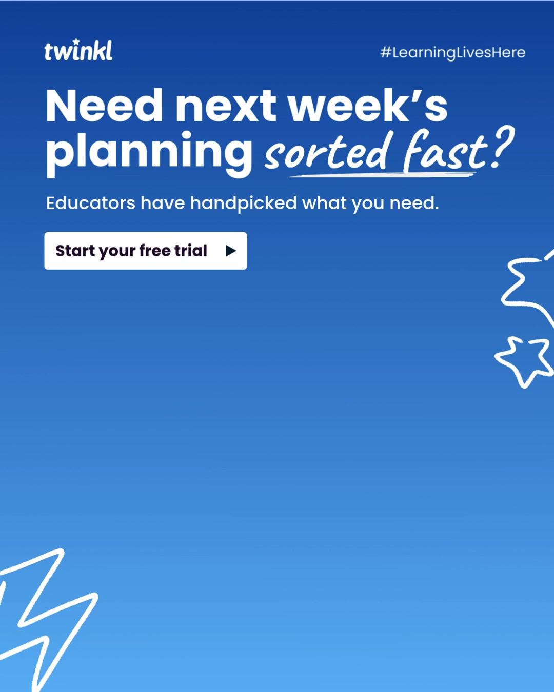 Twinkl Resources Facebook ad: Next week’s planning just got easier
