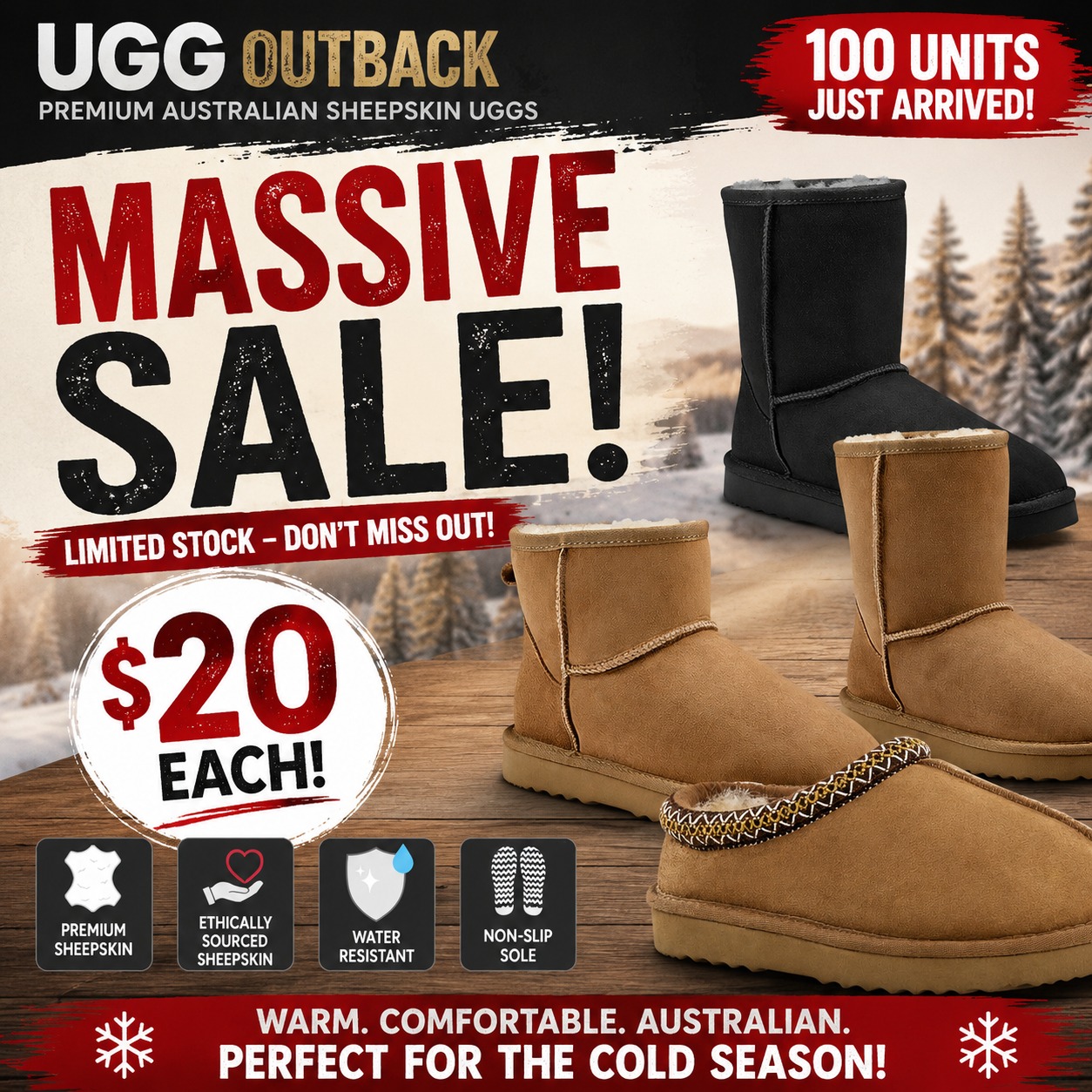 Massive Warehouse Clearance Facebook ad: WINTER WAREHOUSE CLEARANCE IS ON!