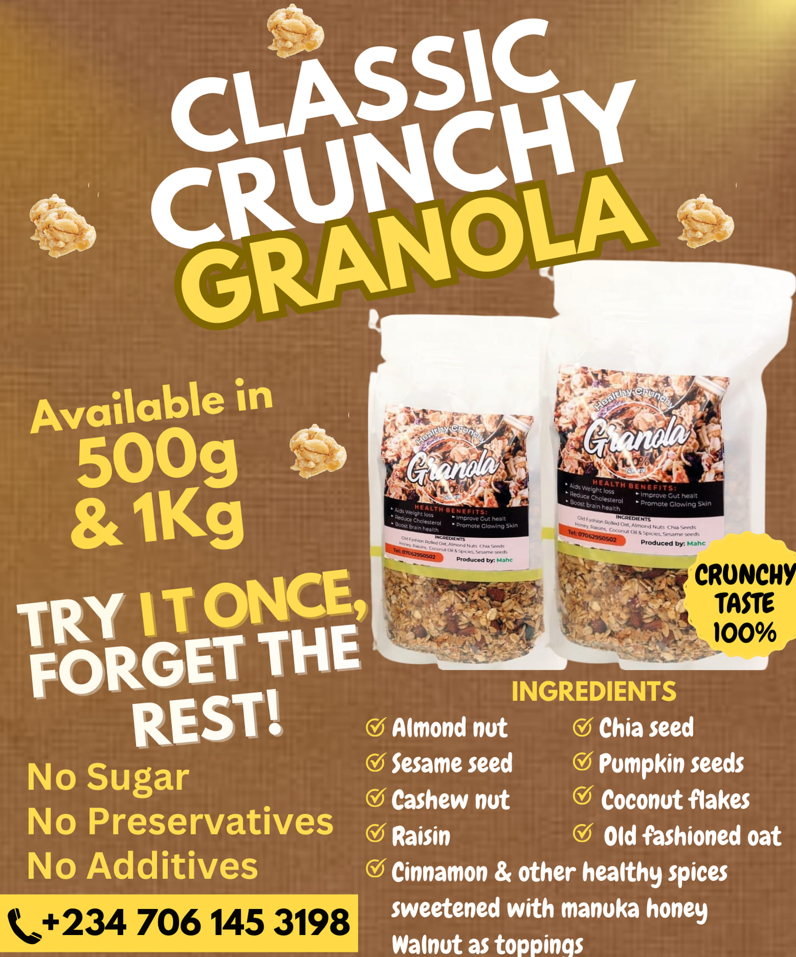 Coconut oil, Natural baby foods and Granola Health Info Facebook ad: 𝗪𝗮𝗸𝗲 𝗨𝗽 𝘁𝗼 𝗪𝗲𝗹𝗹𝗻𝗲𝘀𝘀!