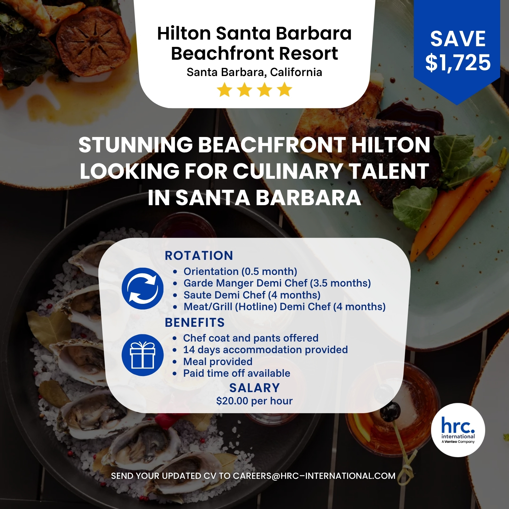 HRC International - Designated J-1 Visa Sponsor Facebook ad: Calling all hospitality talents!