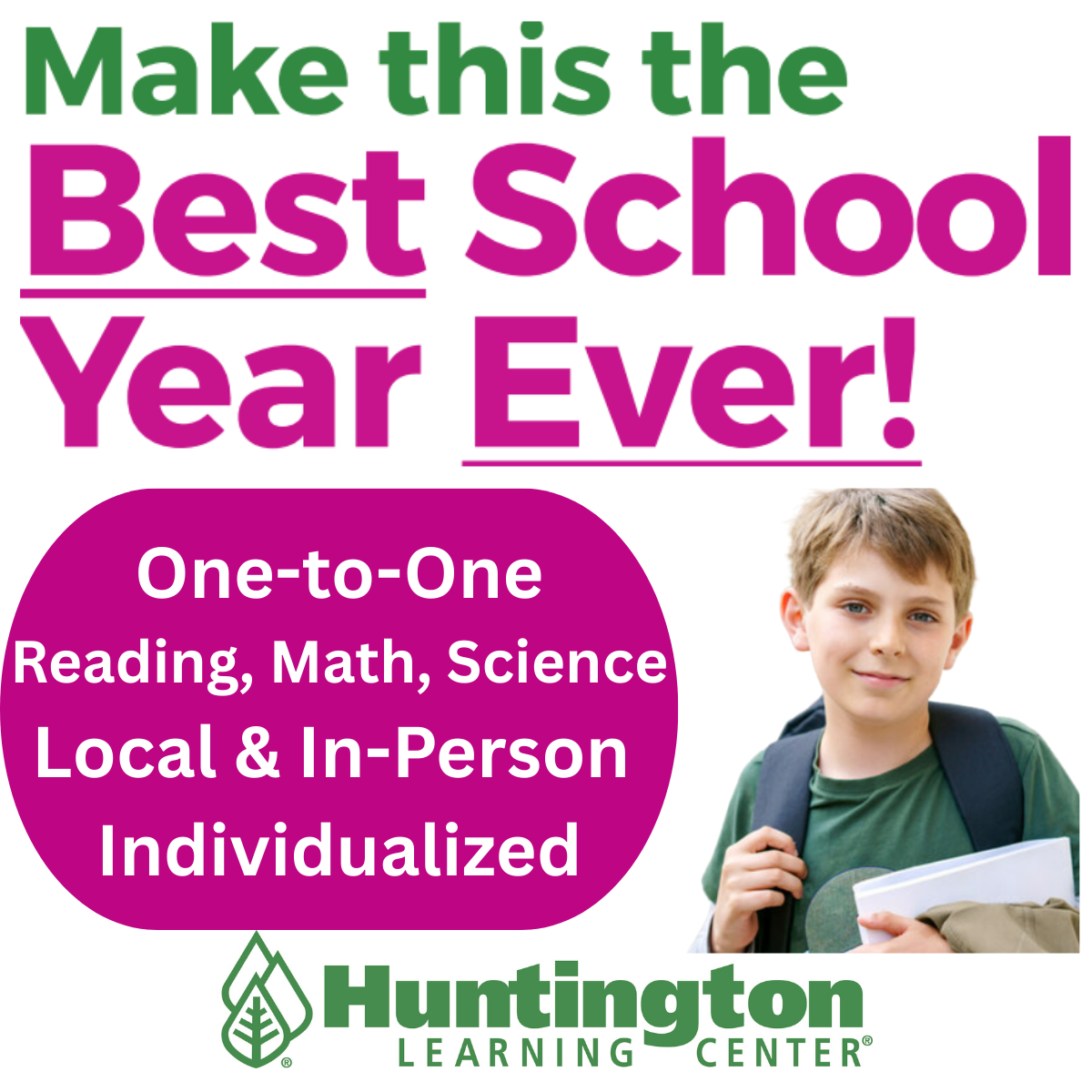 Huntington Learning Center of Clifton Park Facebook ad: Building Skills, Confidence & Motivation
