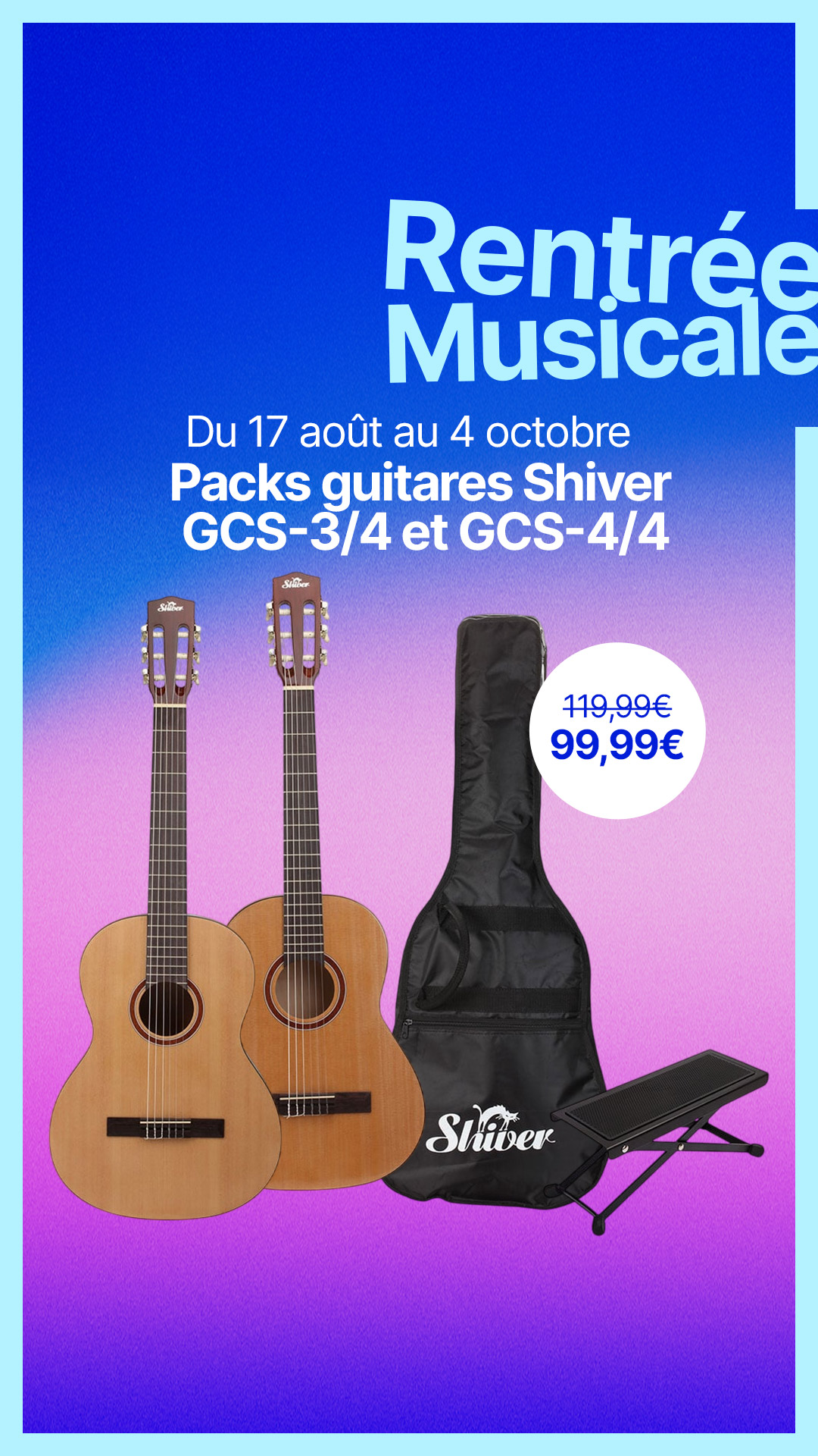 Cultura Facebook ad: -20€ sur le pack guitare classique