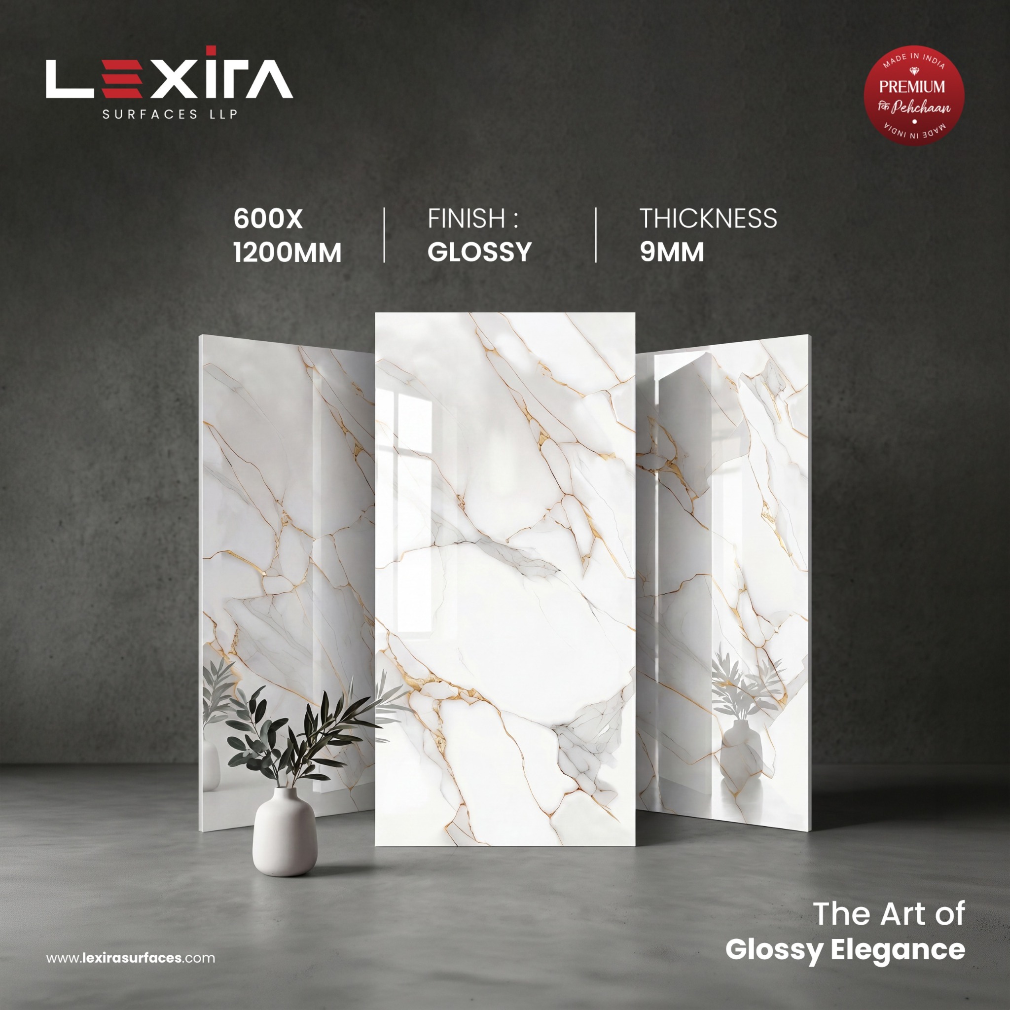 Lexira Surfaces Facebook ad: Premium 600×1200mm GVT Tiles | Bulk Business Inquiries