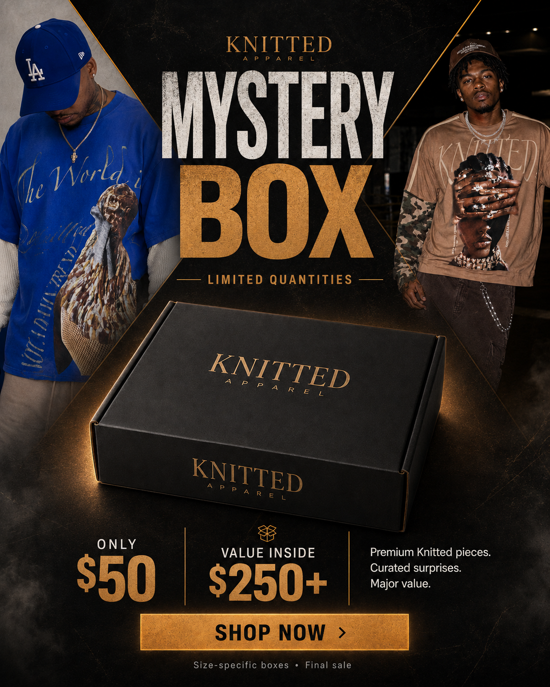 Knitted Apparel Facebook ad: Knitted Mystery Box, Only $50