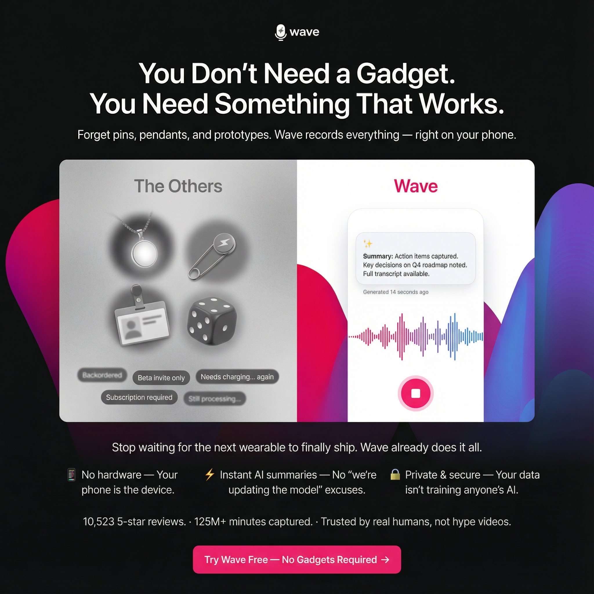 Wave AI Note Taker Facebook ad