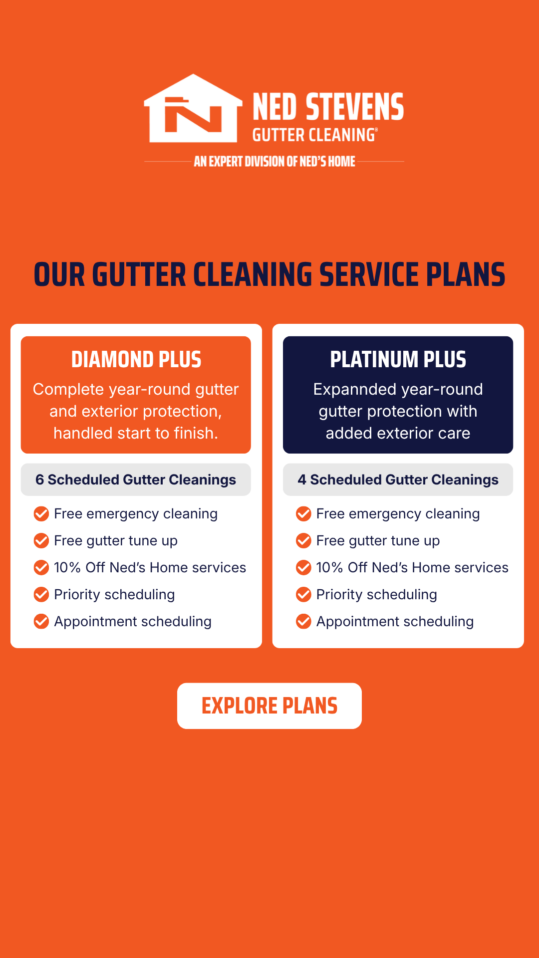 Ned’s Home Gutter Cleaning- Authorized Partner Facebook ad: Book Now-Gutter Cleaning as Low as $150