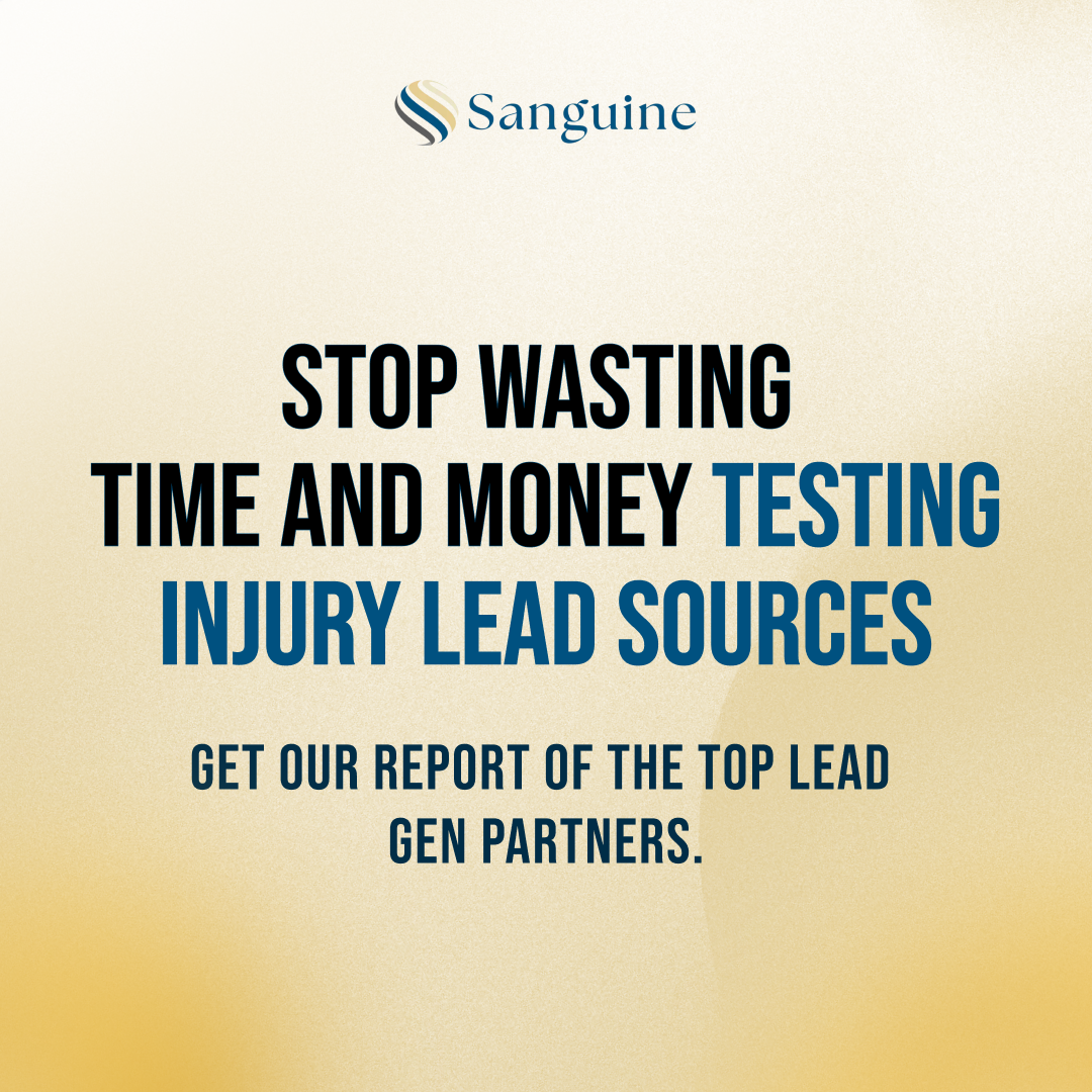 Sanguine Strategic Advisor Facebook ad: Get Matched With a Verified PI Leads Partner