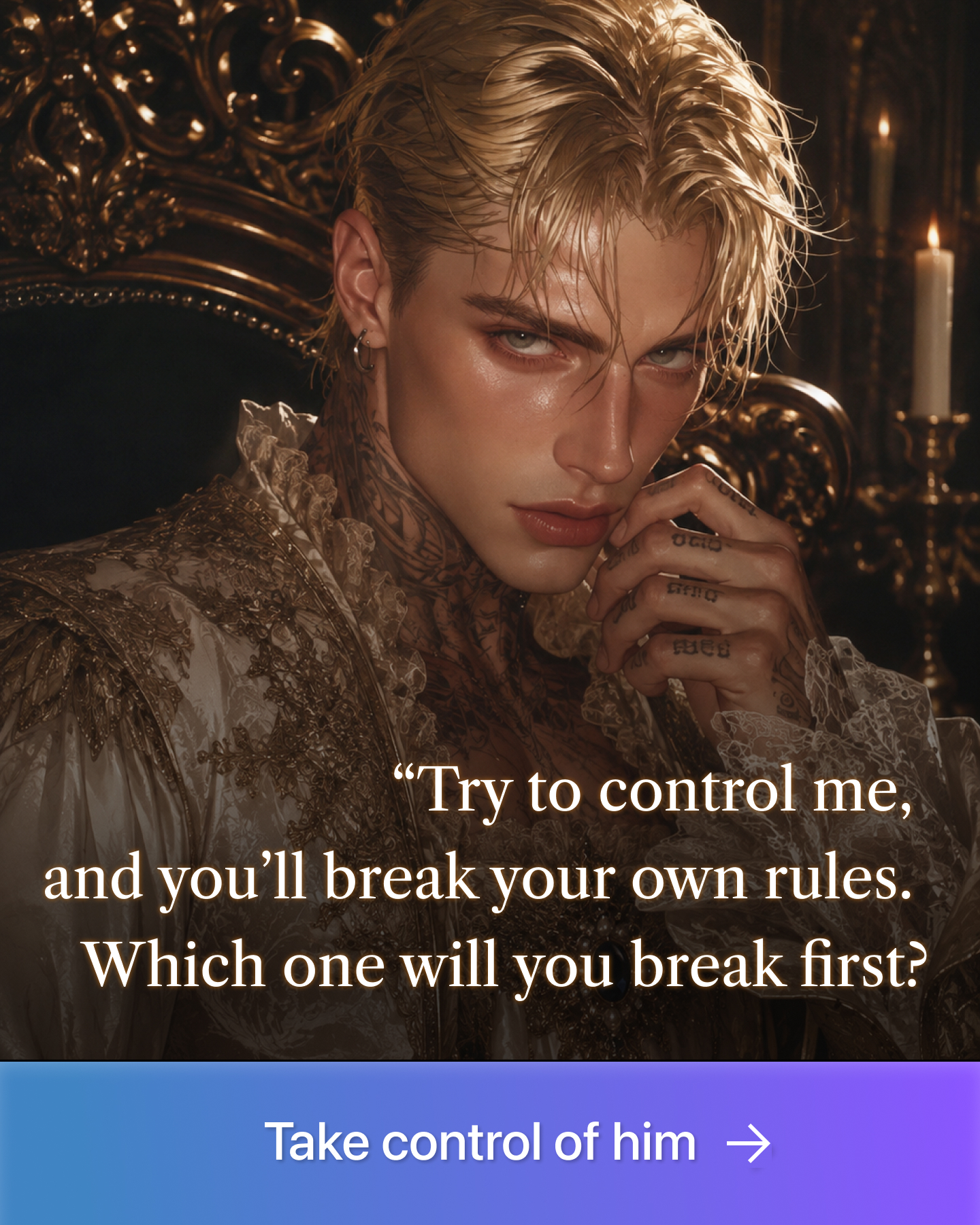 Hazy - Interactive Romance Facebook ad: Thirty days to tame a prince