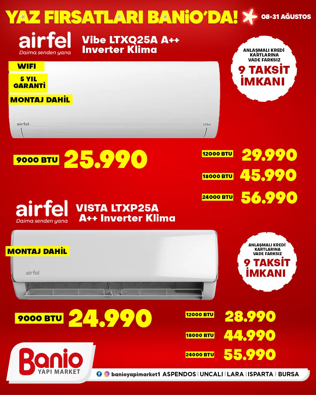 Banioyapimarket1 Facebook ad: YAZ FIRSATLARI Banio’da!