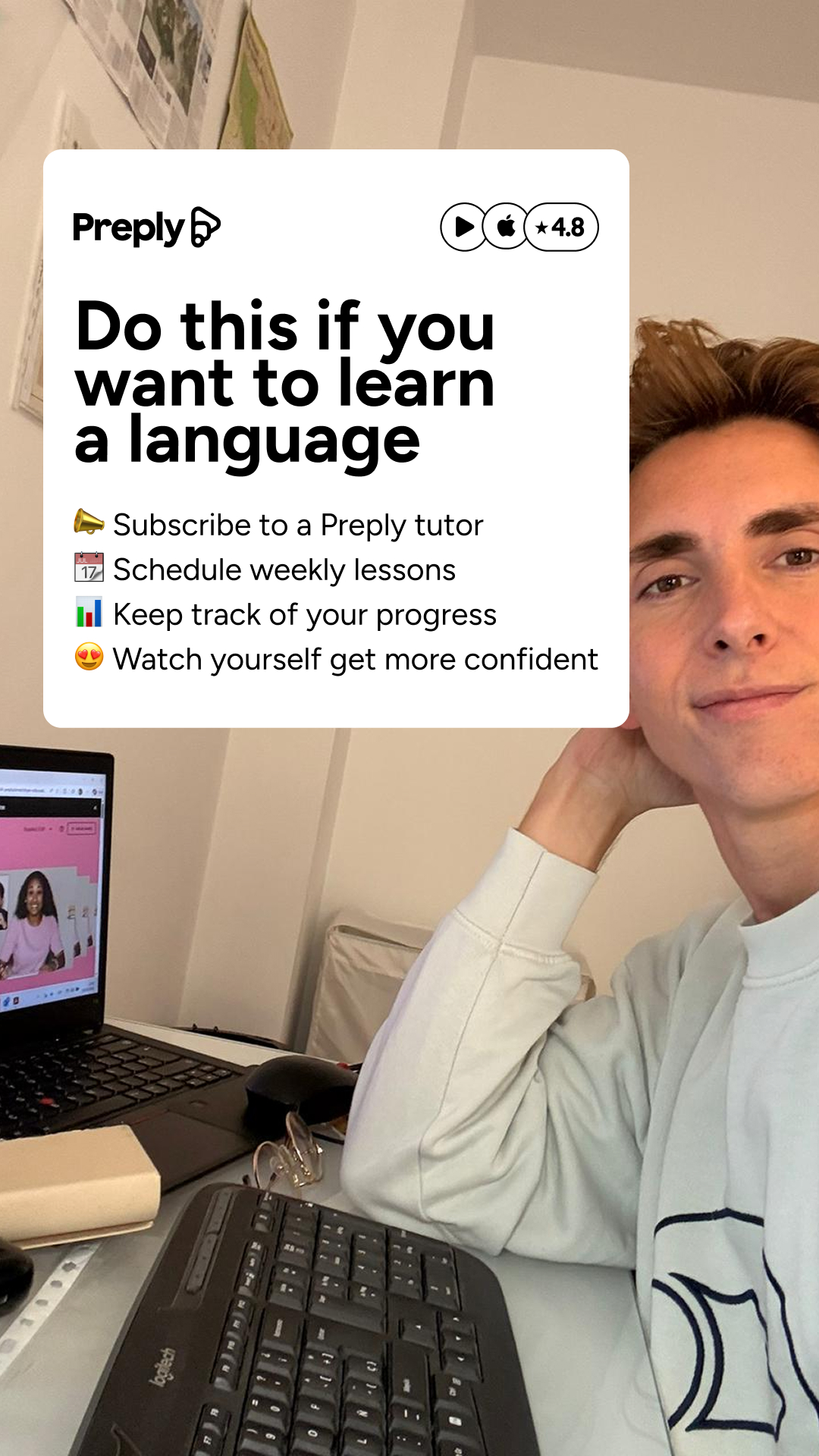 Preply Facebook ad