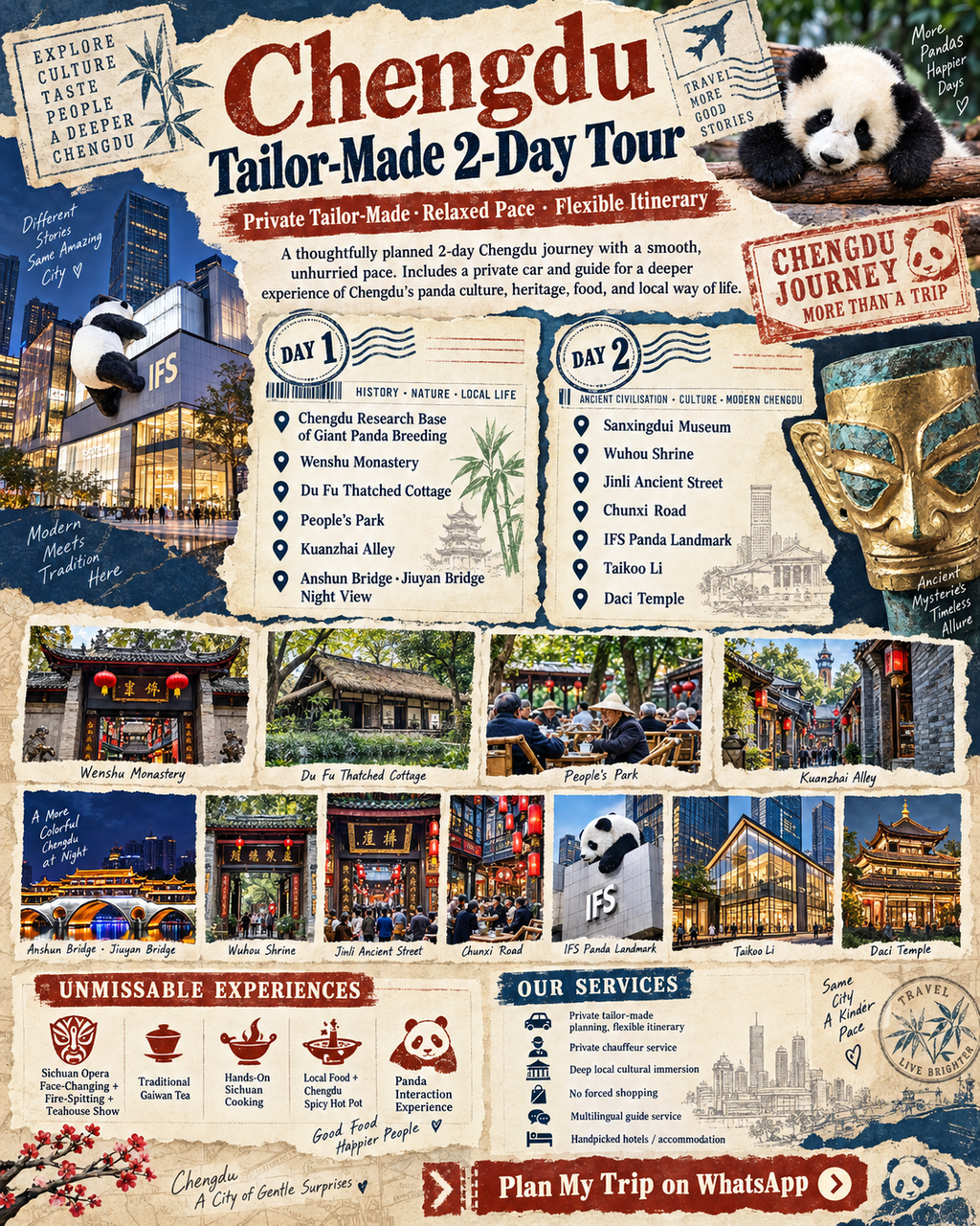 Panda Guide Private Tours Facebook ad: Customize Your Chengdu in 2 Days
