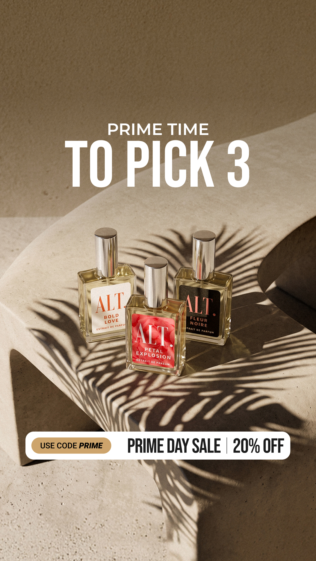 ALT. Fragrances Facebook ad: Prime Day Sale: 20% OFF ALT Fragrances