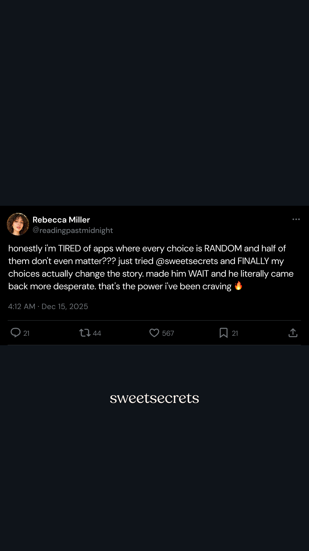 Sweetsecrets Facebook ad
