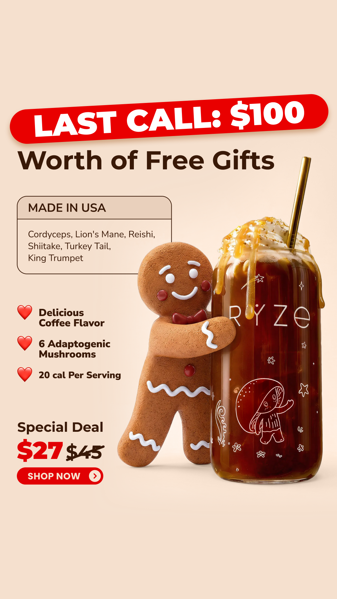 RYZE Superfoods Facebook ad